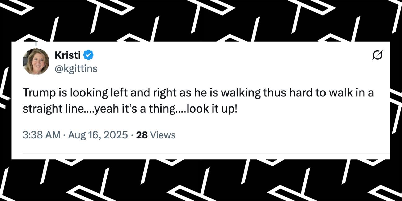 A fan's reaction to Donald Trump's manner of walking, from a post dated August 16, 2025 | Source: X/kgittins