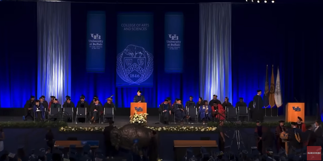 A screengrab of a video from the University of Baffalo's commencement ceremony, dated May 23, 2025. | Source: YouTube/New York Post