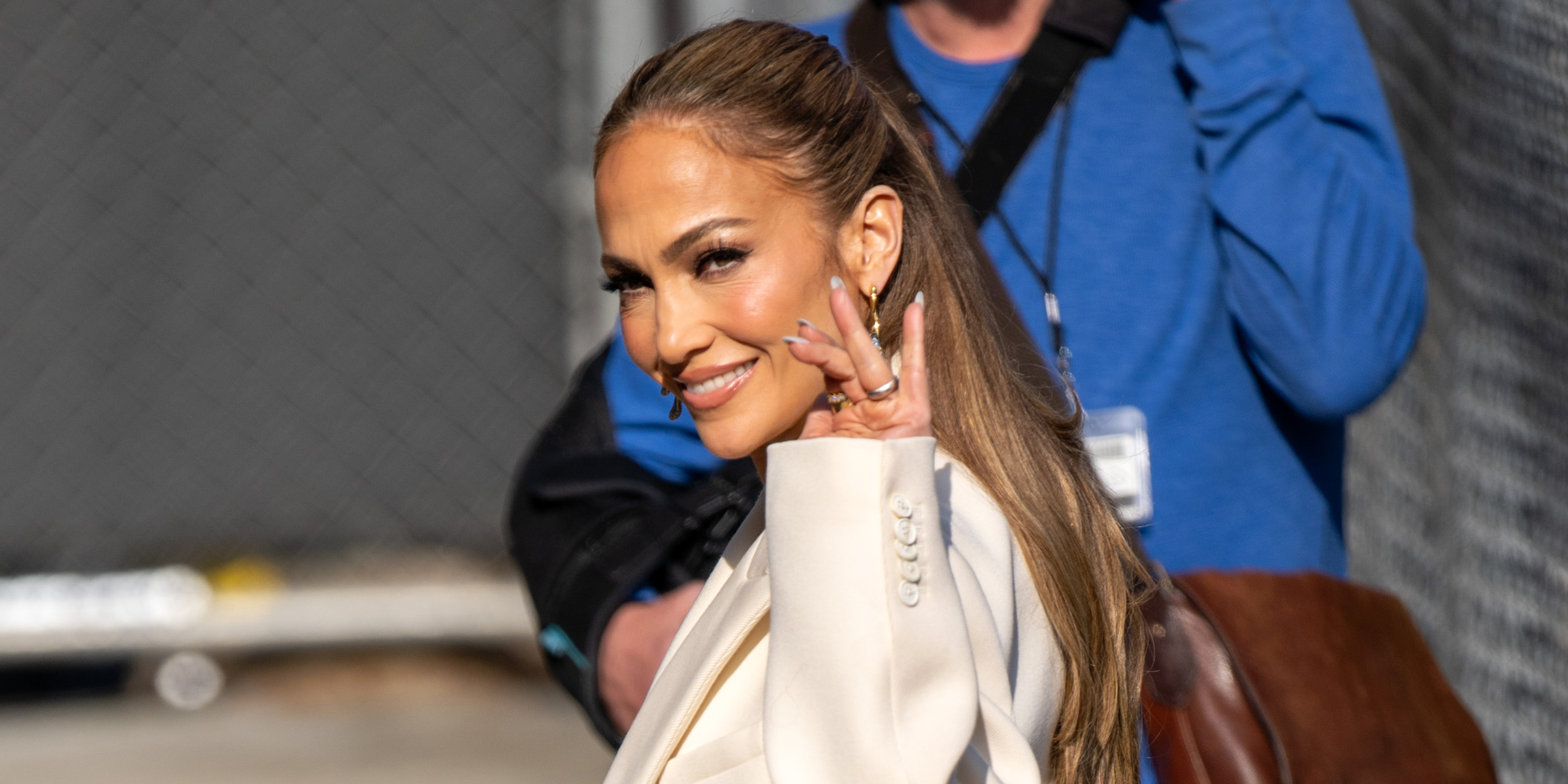 Jennifer Lopez on set at "Jimmy Kimmel Live" on May 20, 2024 in Los Angeles, California. | Source: Getty Images