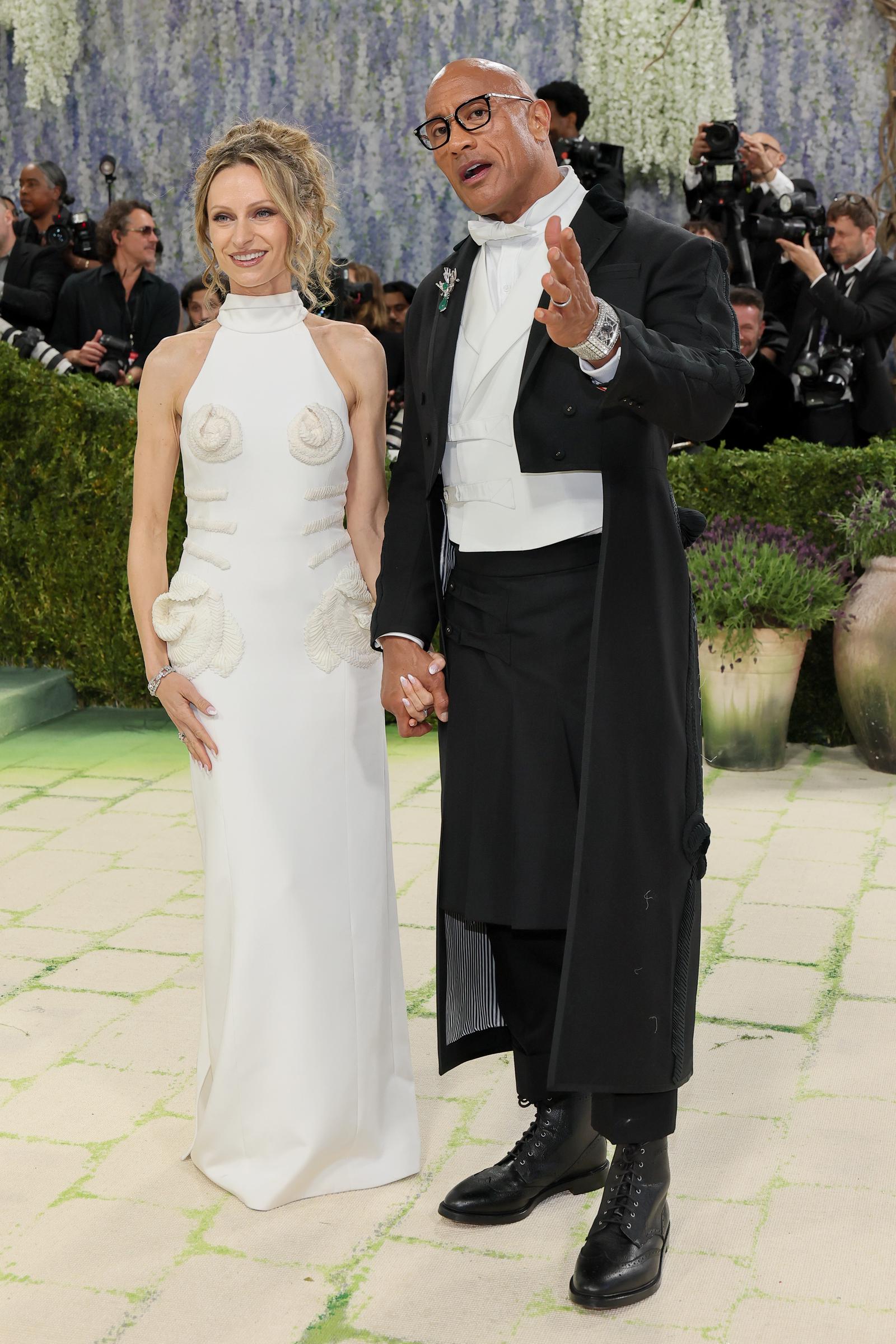 Lauren Hashian and Dwayne Johnson attend the Met Gala celebrating "Costume Art" at the Metropolitan Museum of Art on May 4, 2026, in New York City | Source: Getty Images