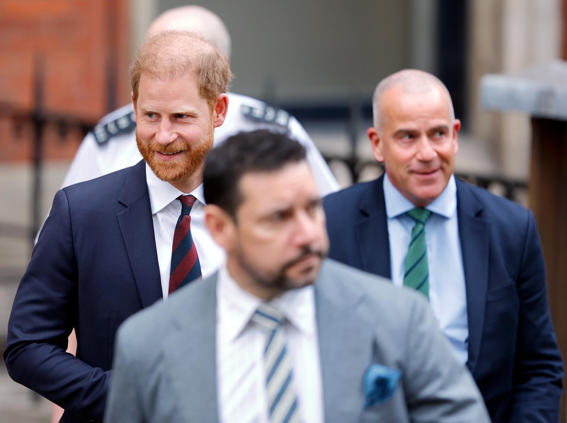 Prince Harry leaves the Royal Courts of Justice in London in January 2026. His return to Britain has put renewed attention on his relationship with the Royal Family after years of public disputes. | Source: Getty Images