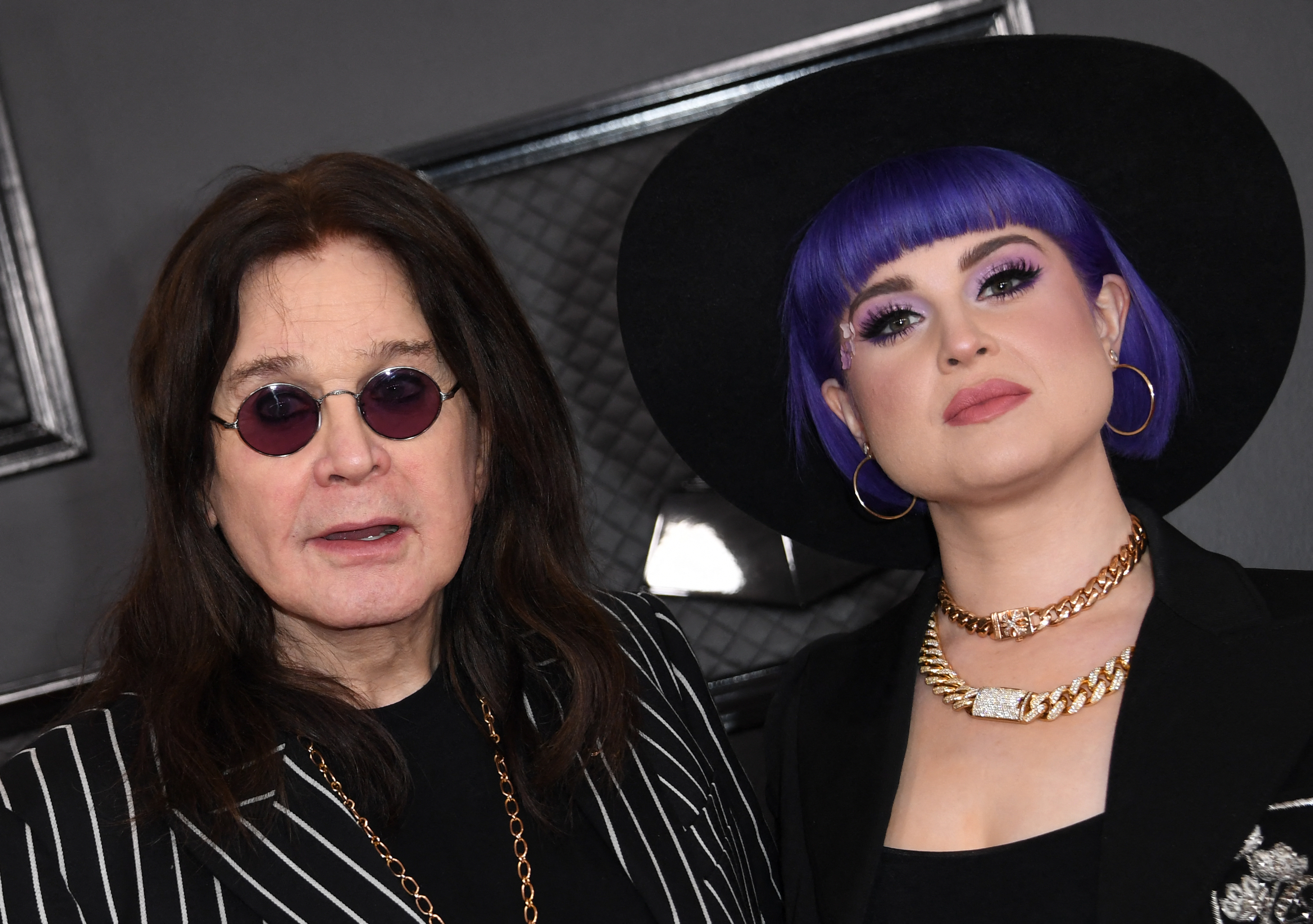 Ozzy Osbourne and Kelly Osbourne attend the 62nd Annual Grammy Awards in 2020, with Kelly showcasing her signature violet bob and bold accessories. | Source: Getty Images