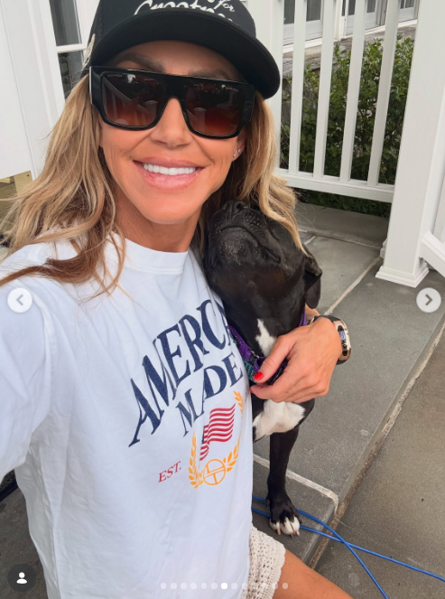 Lara Trump and one of her dogs in one of the photos from her summer image dump on August 5, 2026. | Source: Instagram/laraleatrump