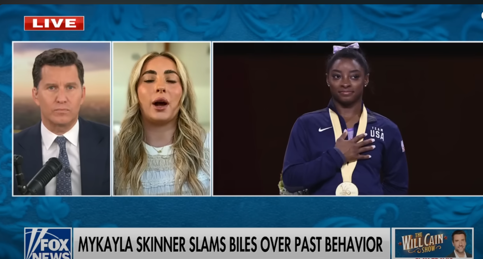 Mykayla Skinner talks about "toxic environment" Simone Biles created during interview with Fox News, dated June 16, 2025 | Source: YouTube/FoxNews