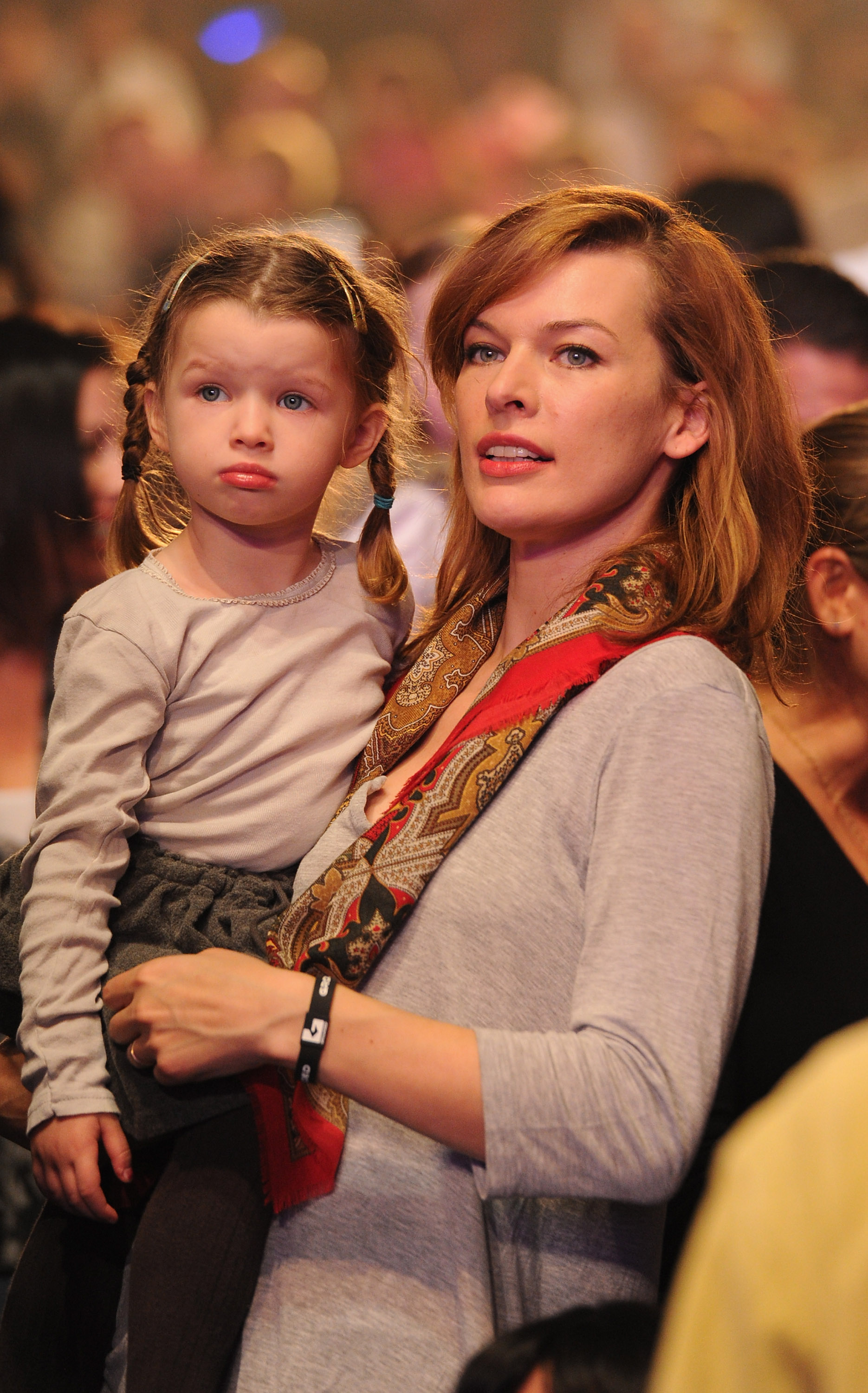 Milla Jovovich, 34, and her daughter Ever Anderson, 3, attended "Yo Gabba Gabba! Live! There's A Party In My City" at Nokia L.A. Live on November 27, 2010, in Los Angeles, California.