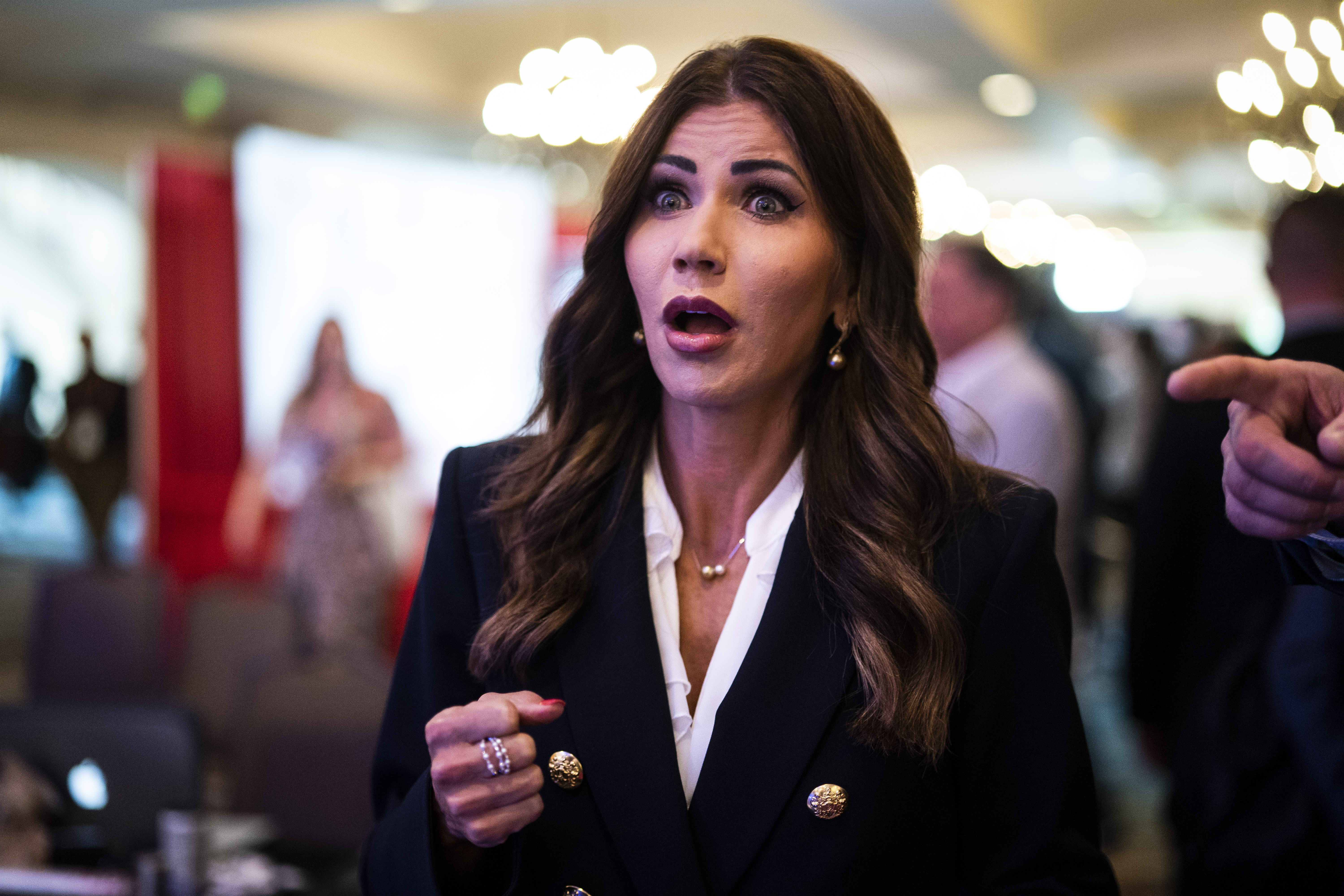 Kristi Noem walks to an interview during the second day of the Conservative Political Action Conference at the Rosen Shingle Creek on February 25, 2022, in Orlando, Florida | Source: Getty Images