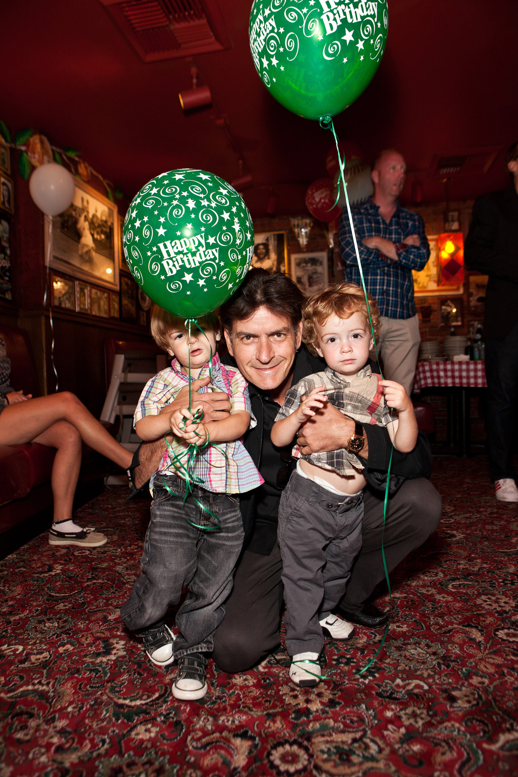 Charlie, Bob and Max Sheen at Charlie's birthday celebration in Encino, California on September 3, 2011