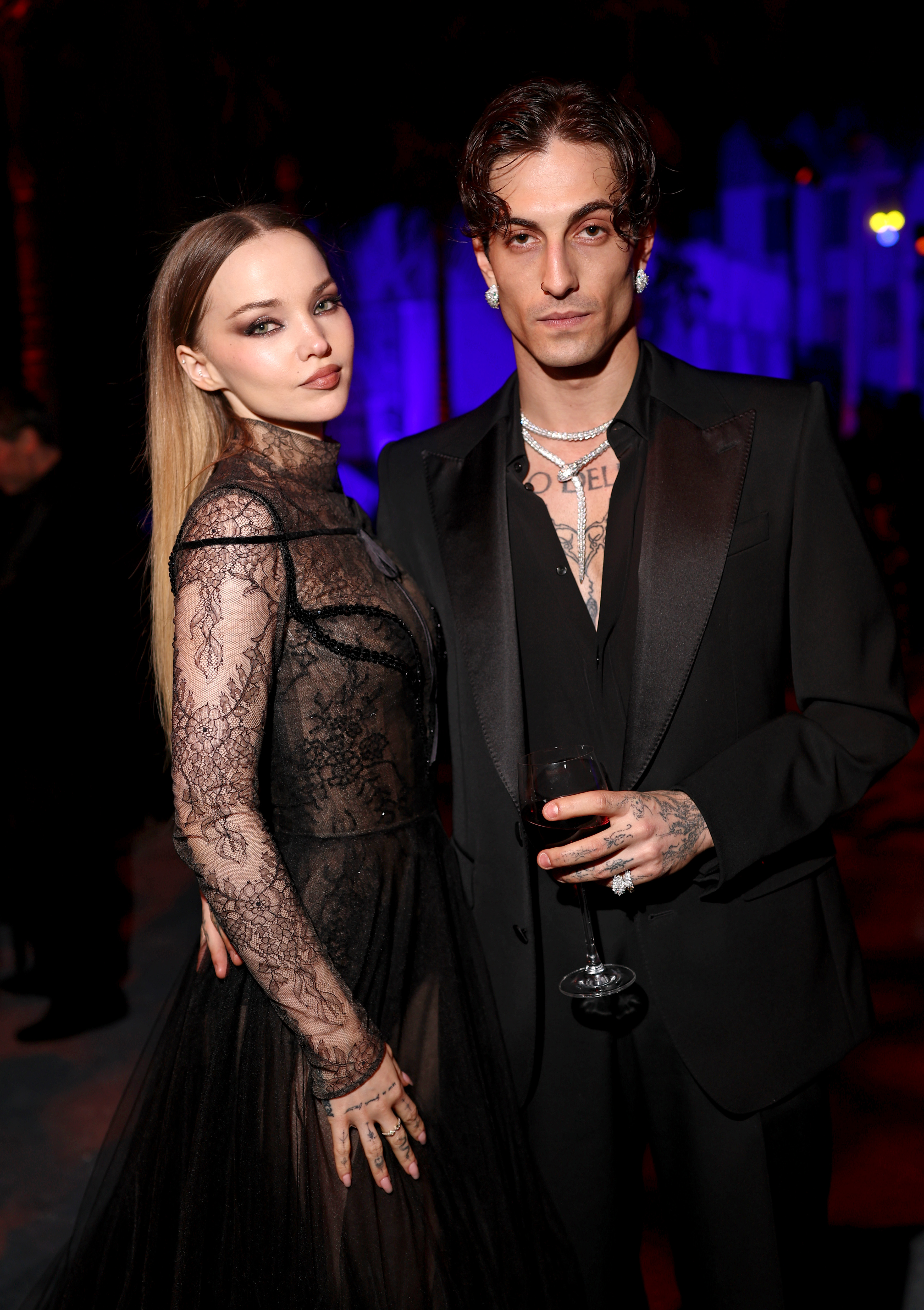 Dove Cameron and Damiano David at the 2025 Vanity Fair Oscar Party on March 2 in Beverly Hills, California. | Source: Getty Images