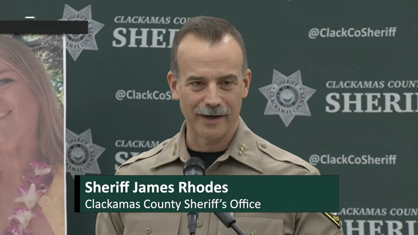 Clackamas County Sheriff James Rhodes addresses reporters as officials provide updates on the investigation into three deaths at a Happy Valley home. | Source: YouTube/@ClackCoSheriff