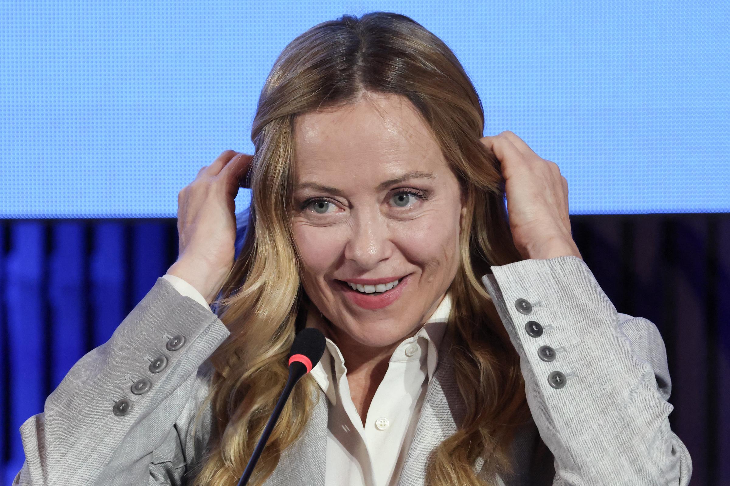 Italy's Prime Minister Giorgia Meloni attends a press conference following work sessions at the MED9 summit in Split, Croatia, on October 7, 2026. Meloni expressed her personal support and that of the Italian government for Pope Leo XIV ahead of his planned surgery, describing his calm response to the health news as reassuring. | Source: Getty Images