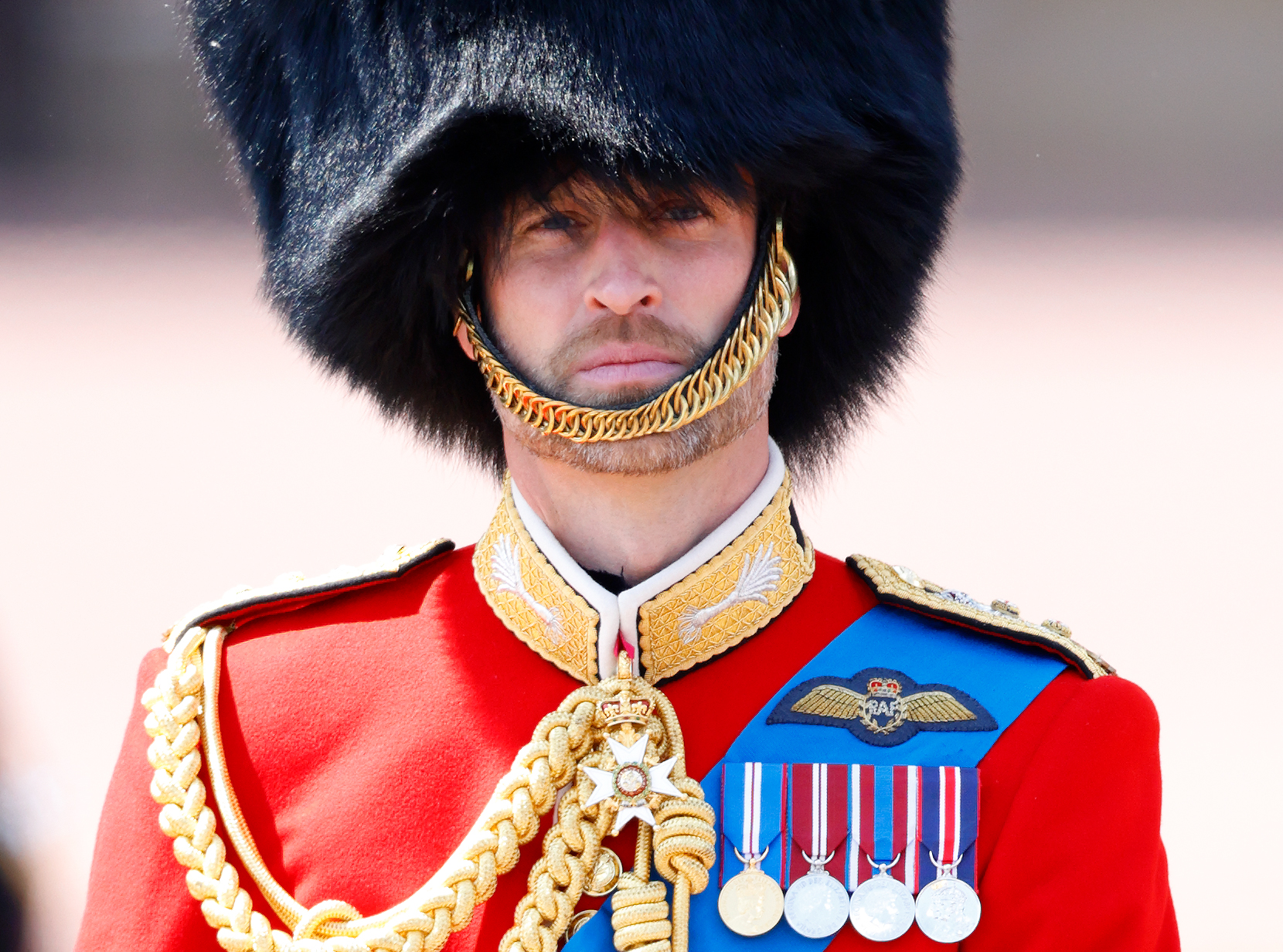 Prince William watches whilst on horseback outside Buckingham Palace during Trooping the Colour on June 14, 2025 in London, England | Source: Getty Images