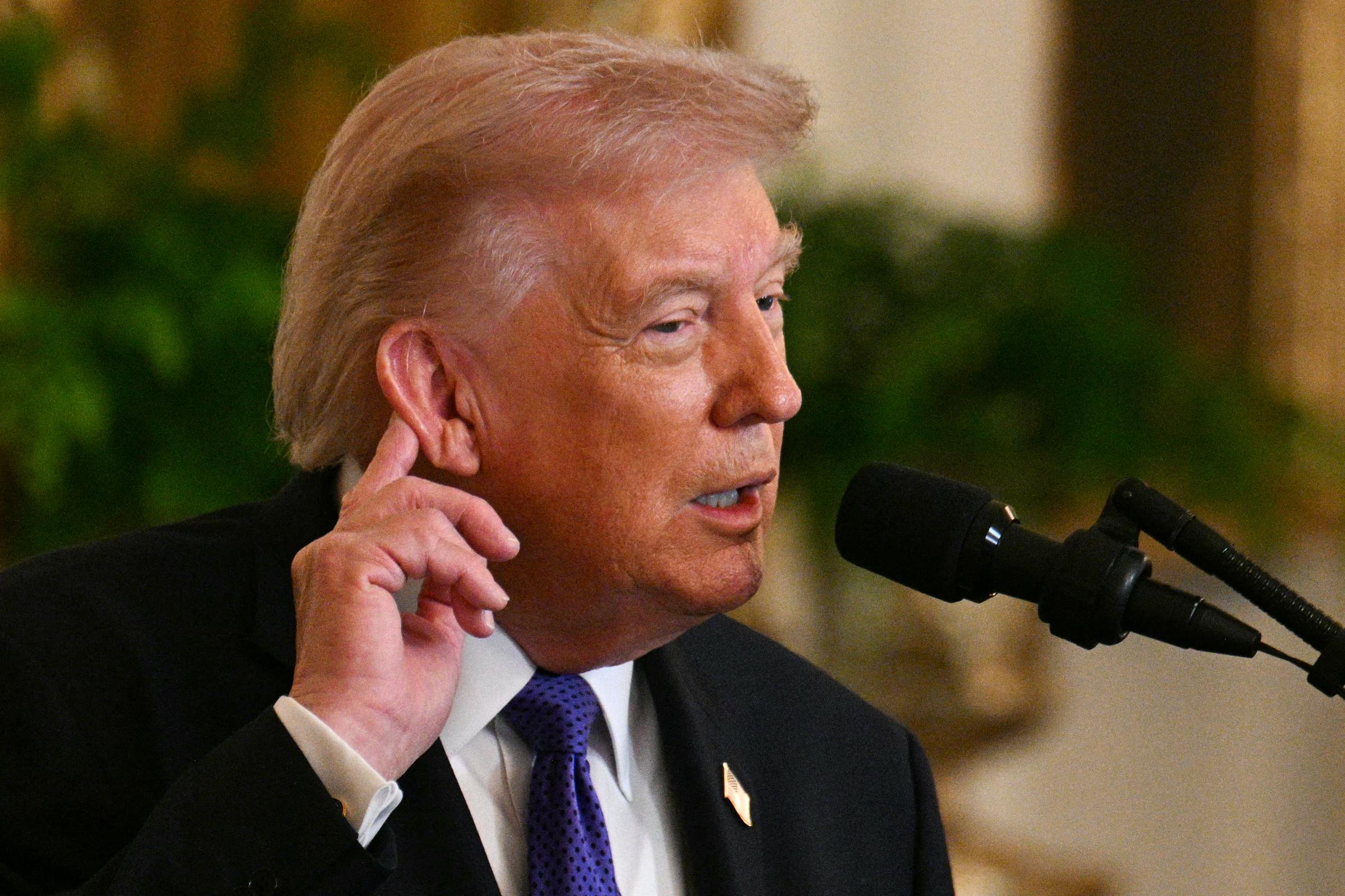 Donald Trump speaks during a Medal of Honor Ceremony in the East Room of the White House on March 2, 2026, in Washington, DC | Source: Getty Images
