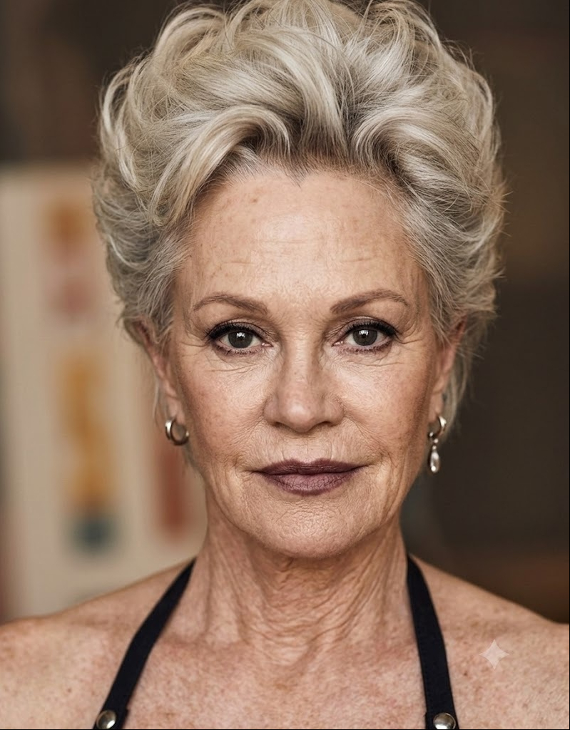 This AI-generated portrait imagines how Melanie Griffith might have looked in recent years had she aged naturally without cosmetic procedures. The reimagining preserves many of the actress's signature features while embracing the changes that come with age. | Source: AI/Gemini