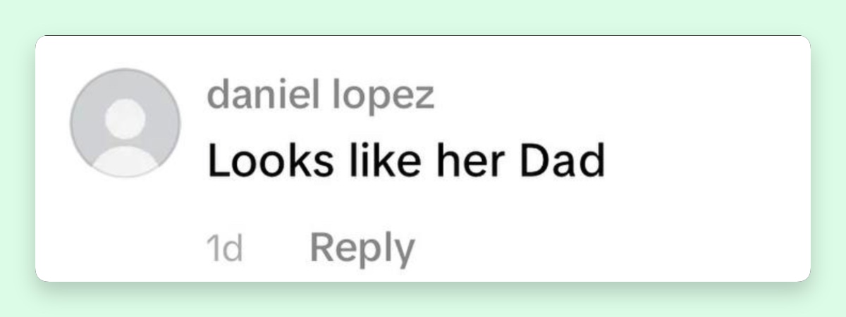 Another reaction pushed the resemblance debate firmly toward Seal, showing how quickly viewers began comparing Lou with both sides of her family. | Source: Tik Tok