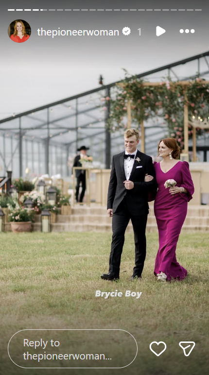 Ree Drummond's photo walking wiht her son Bryce from her Instagram stories dated May 18, 2025 | Source: Instagram/thepioneerwoman