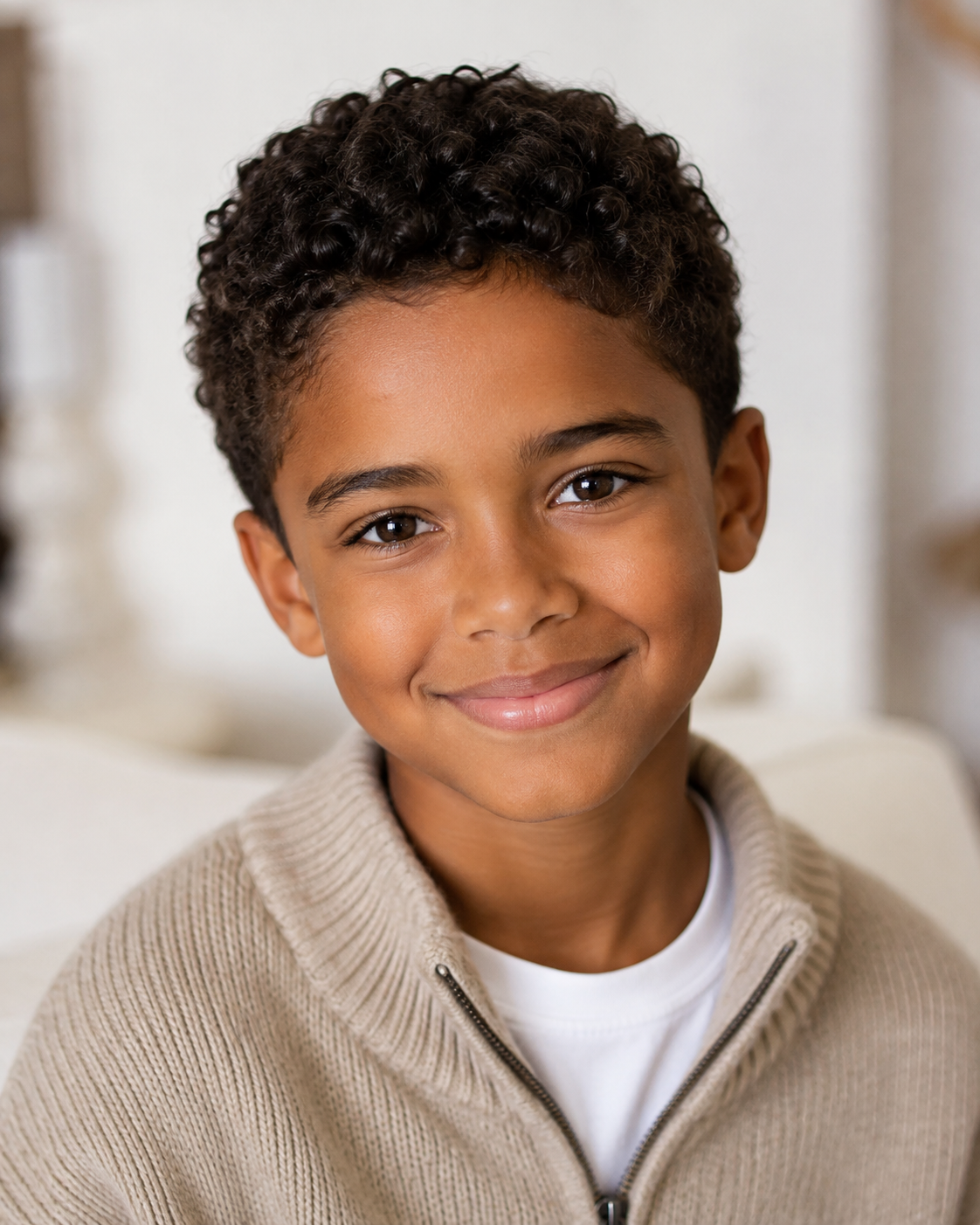 AI also produced an imagined young son, giving the fictional child short curls and striking eyes. As with every image in this section, the portrait was generated by AI and depicts nobody who actually exists. | Source: ChatGPT