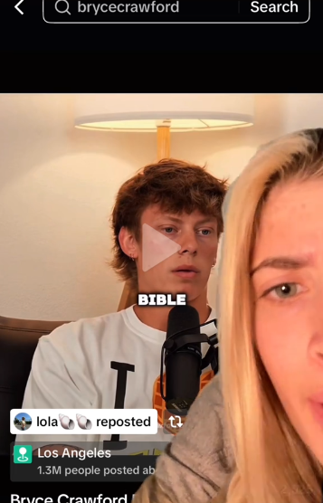Sami Sheen using a green screen effect to show Bryce Crawford's content, on a video posted on June 18, 2025 | Source: TikTok/samisheen