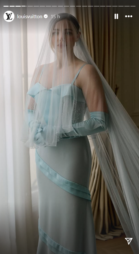 Chloe Moretz looks radiant in her "Cinderella" ensemble, from a video dated September 1, 2025 | Source: Instagram Story/louisvuitton