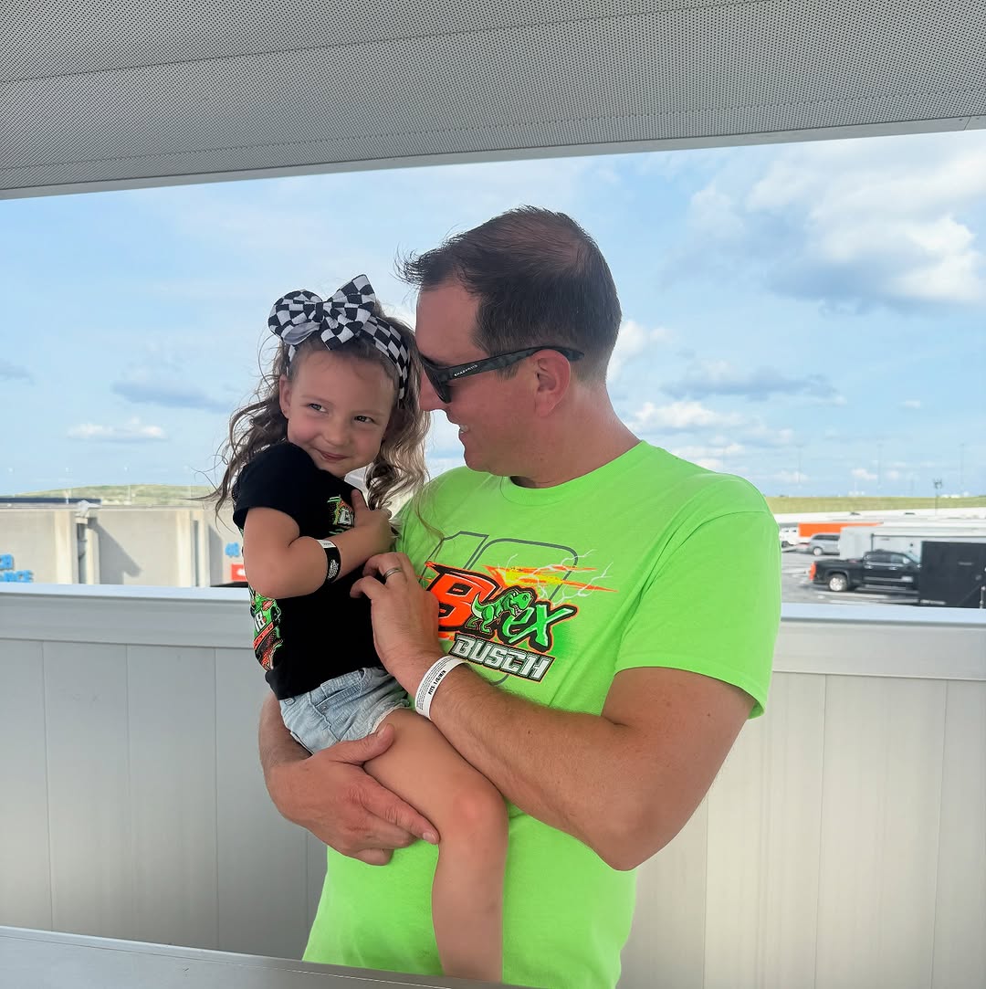 Kyle Busch holding his daughter, Lennix Busch, in a sweet father-daughter photo, posted on July 23, 2025. | Source: Instagram/lennixbusch