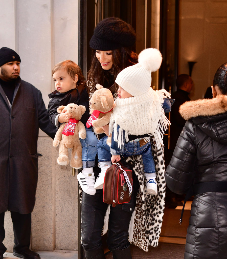 Amal Clooney seen with her children Alexander Clooney and Ella Clooney on December 6, 2018 in New York City.