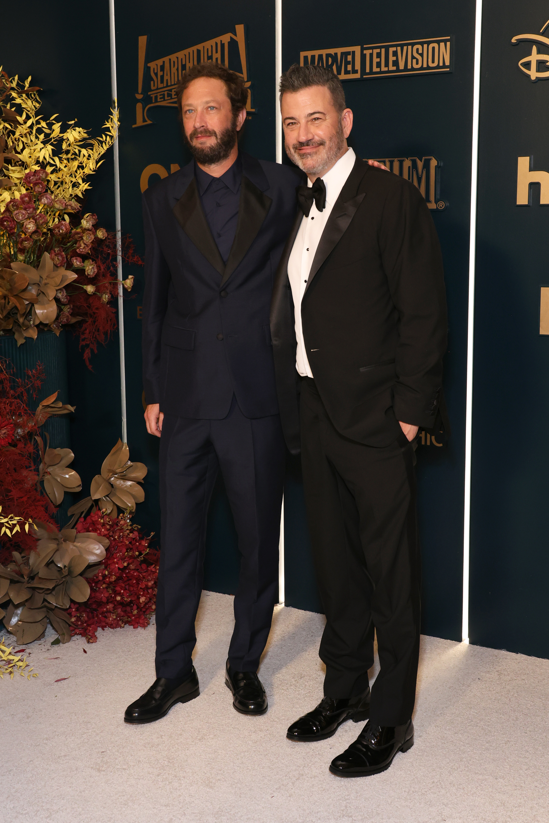 Jimmy Kimmel and Ebon Moss-Bachrach, are at The Walt Disney Company's Emmy Awards Party held at Vibiana in Los Angeles, California on September 14, 2025 | Source: Getty Images