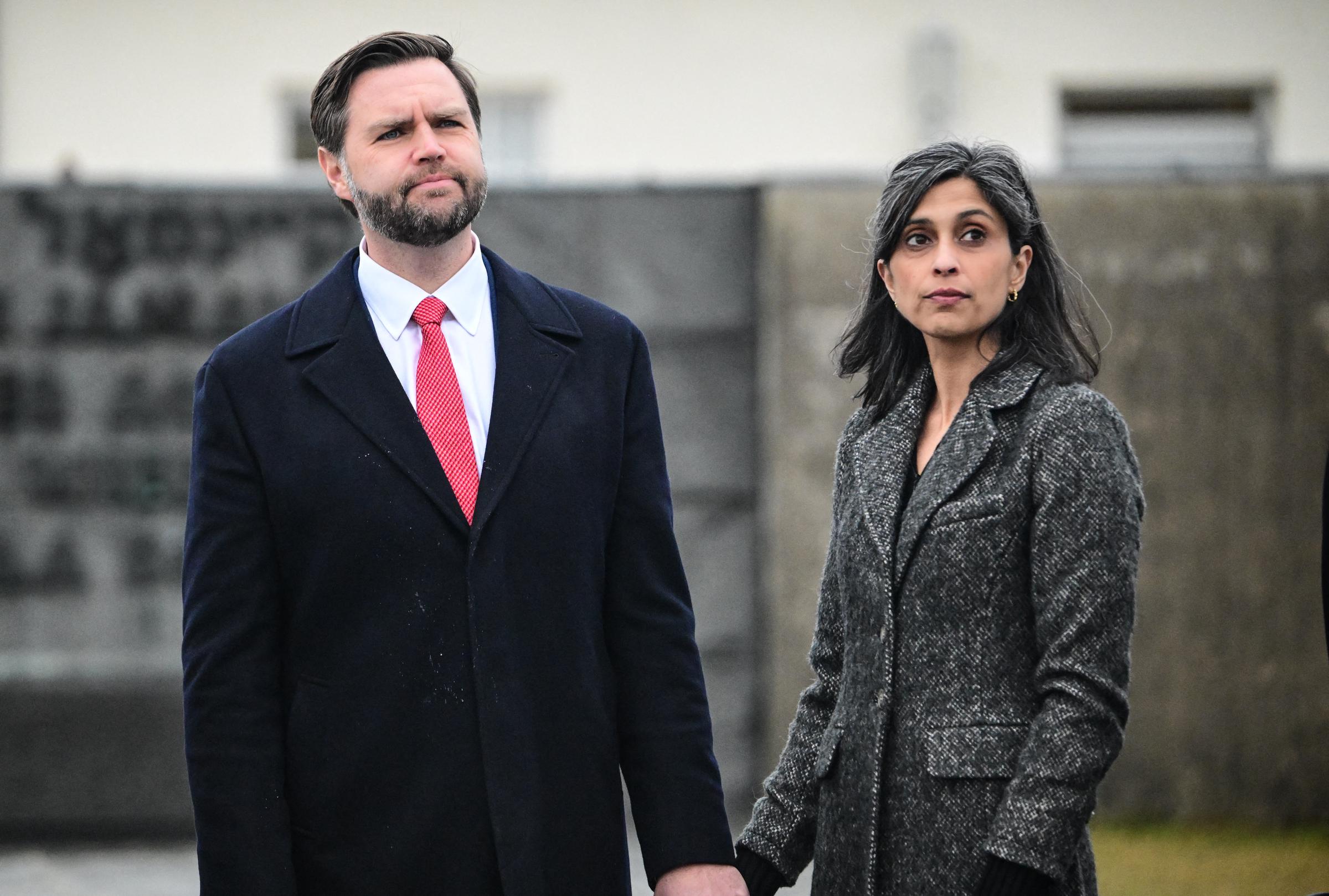 US Vice President J.D. and Usha Vance on February 13, 2025 | Source: Getty Images
