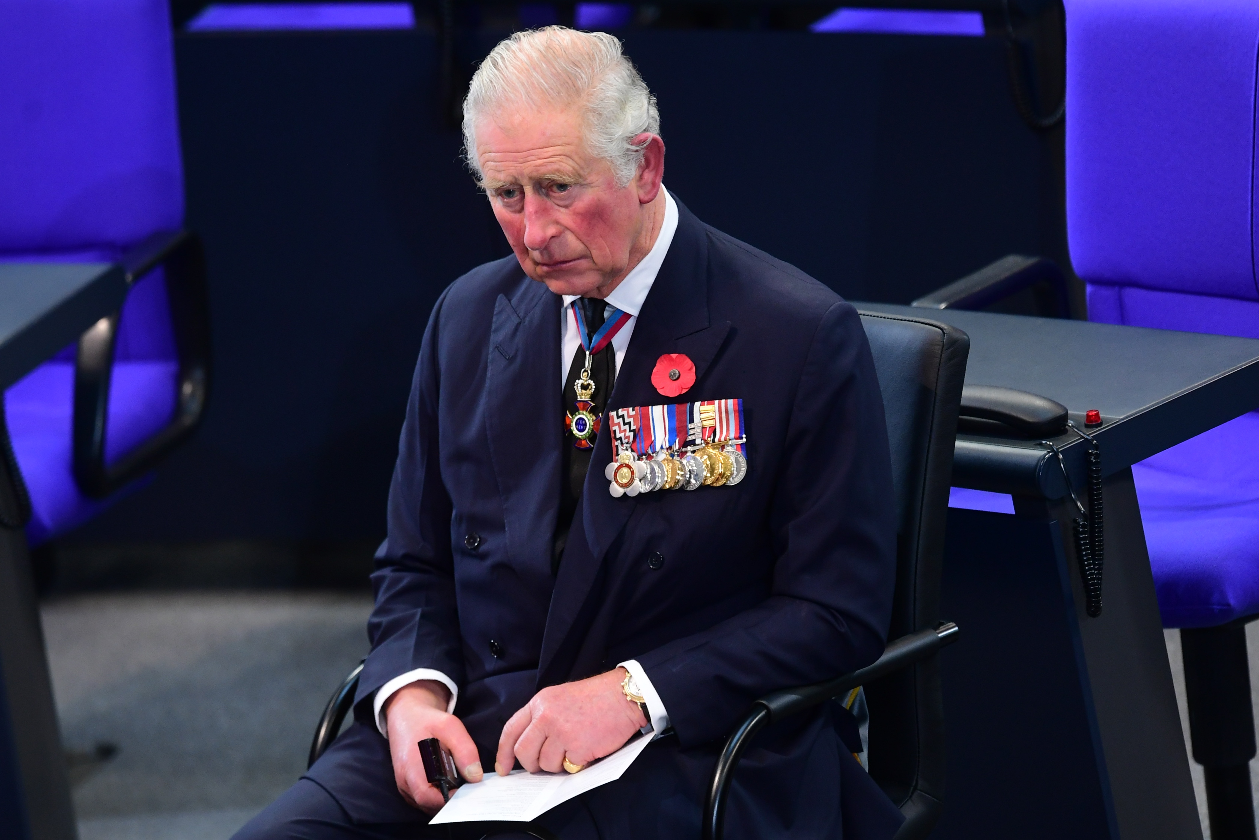 King Charles III, former Prince of Wales, attends a memorial ceremony to commemorate the National Day of Mourning at the Bundestag on November 15, 2020 | Source: Getty Images
