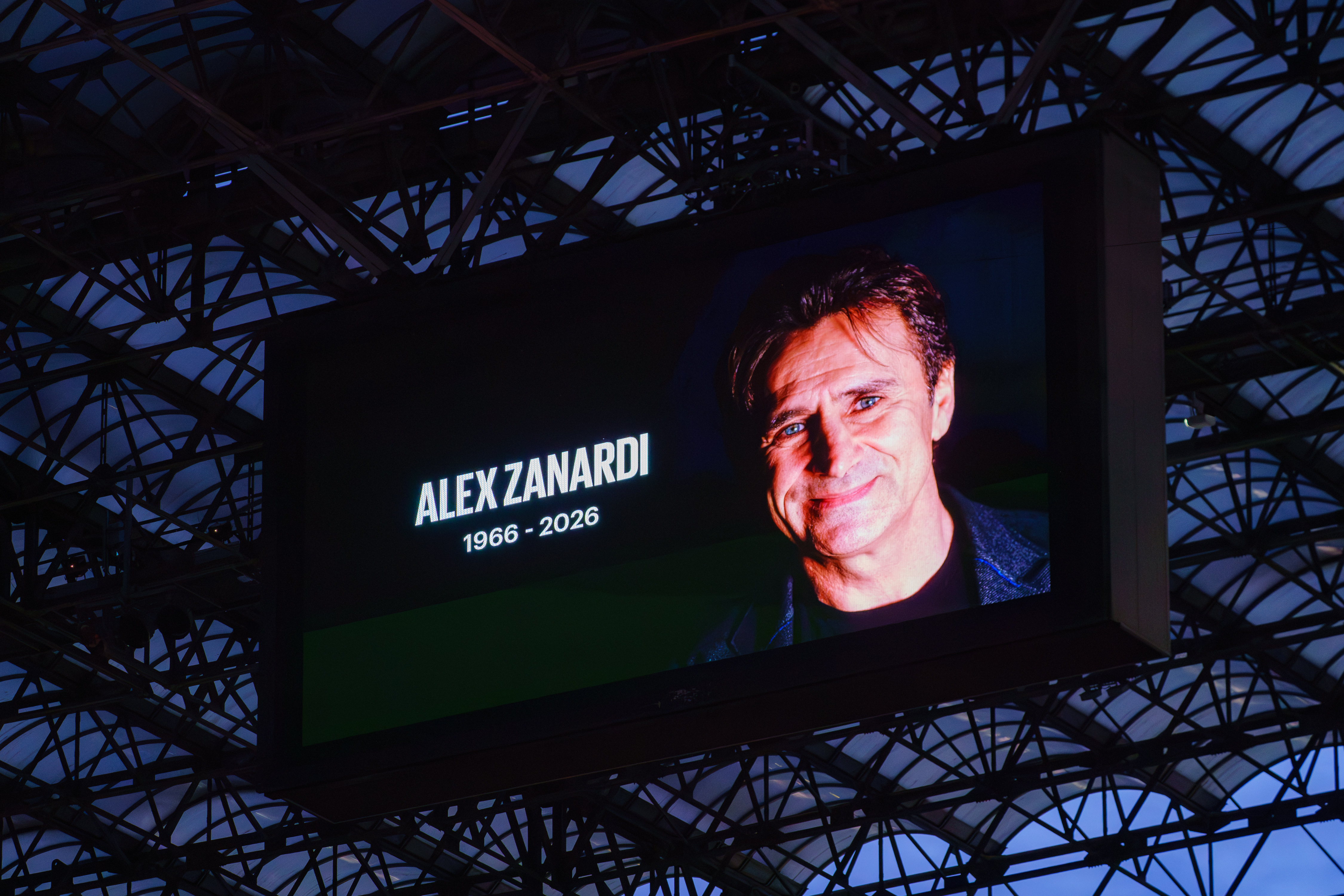 A commemorative image is displayed during the Italian championship Serie A football match between FC Internazionale and Parma Calcio 1913 at Giuseppe Meazza Stadium in Milan, Italy, on May 3, 2026. | Source: Getty Images