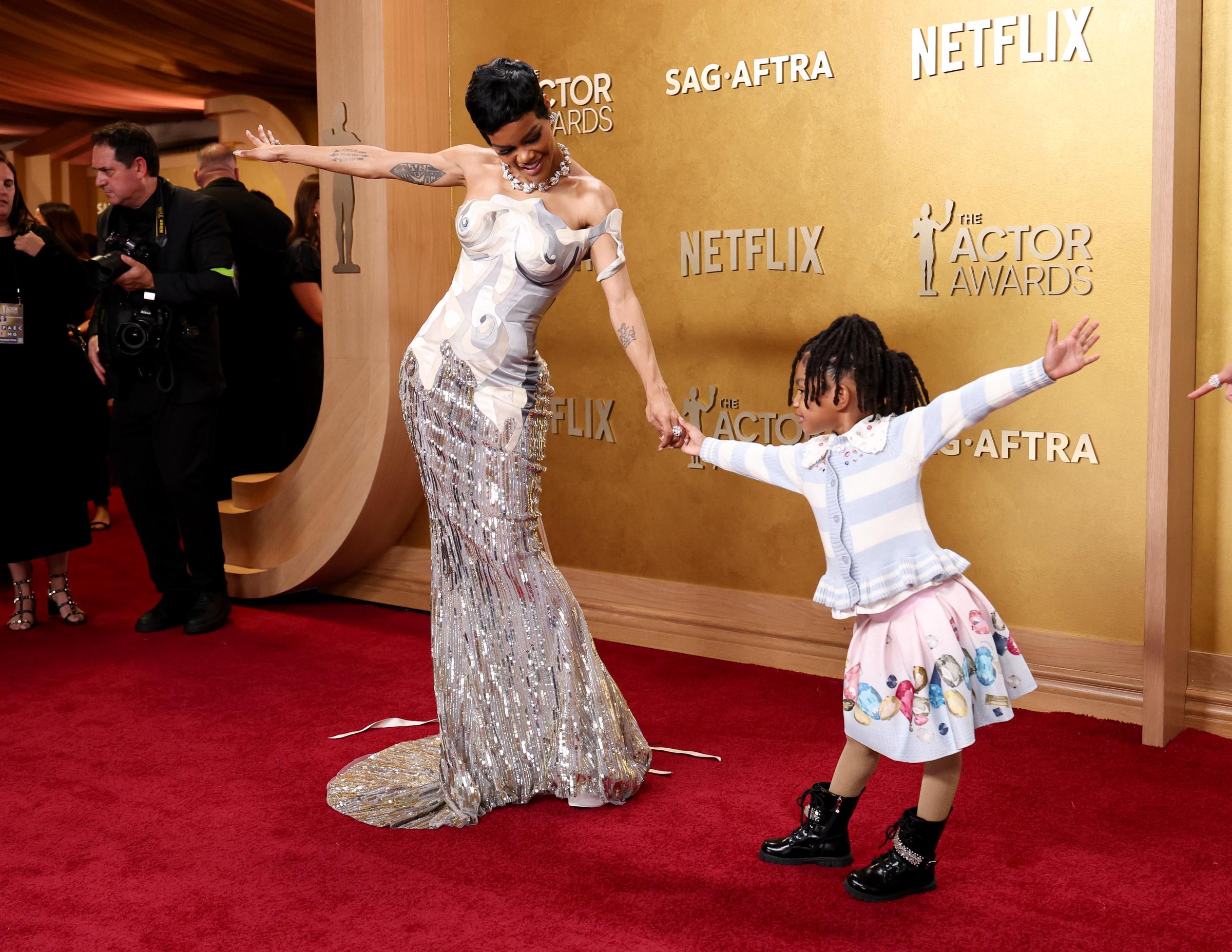 Teyana Taylor and Rue Rose Shumpert at The 32nd Annual Actor Awards | Source: Getty Images