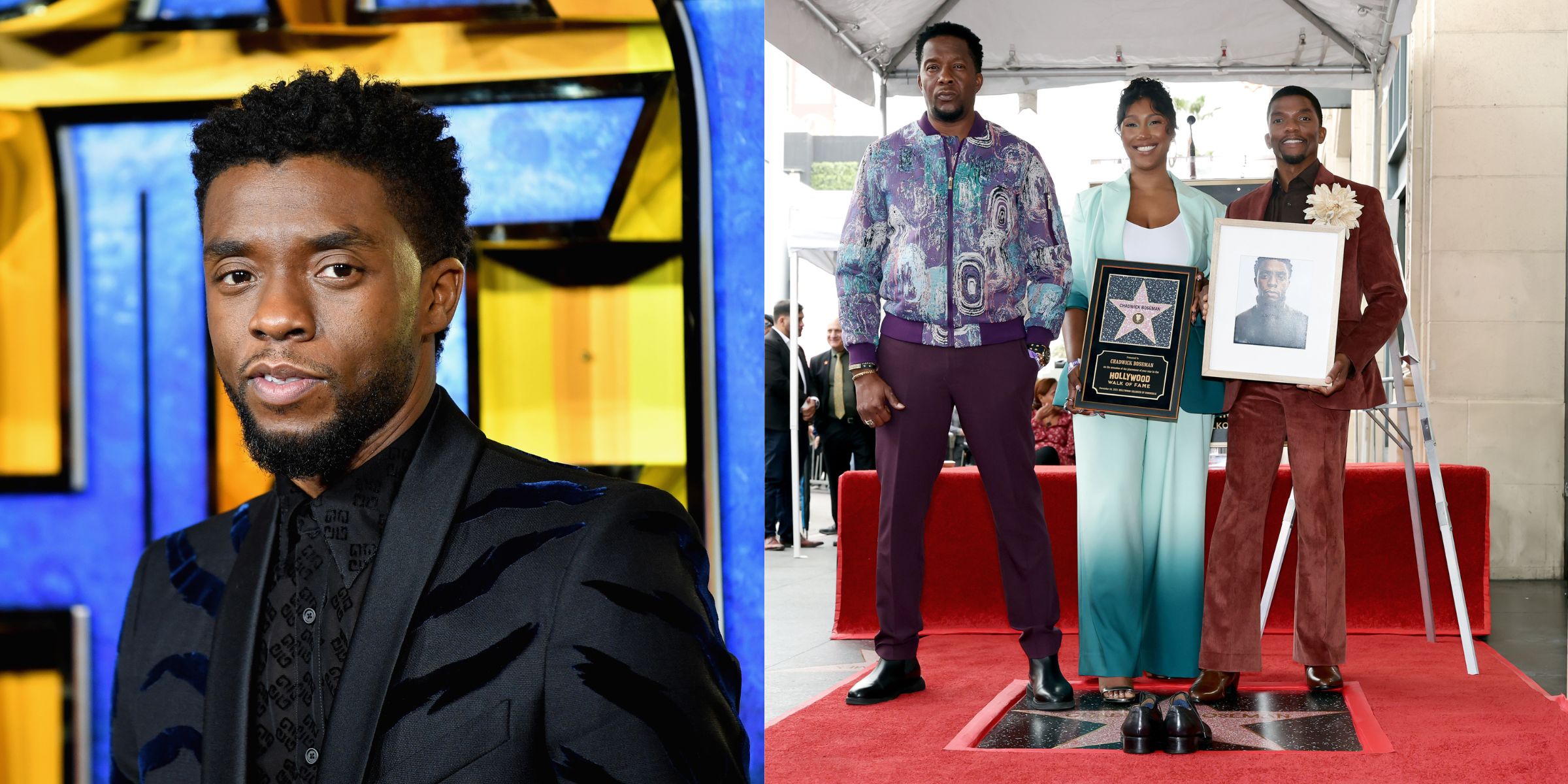 Chadwick Boseman | Derrick Boseman, Taylor Simone Ledward, and Kevin Boseman | Source: Getty Images