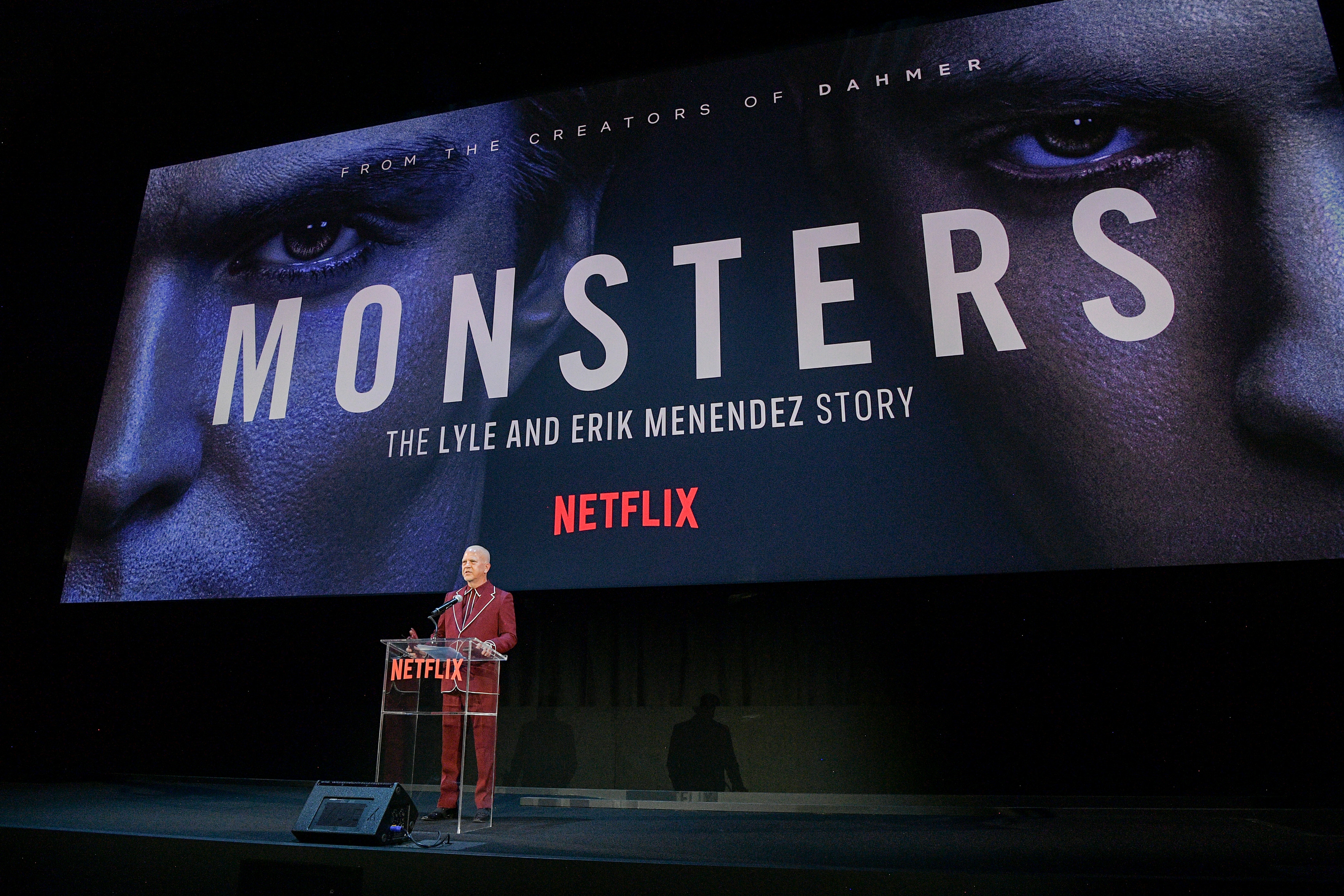 Ryan Murphy speaks onstage during Netflix's "Monsters: The Lyle and Erik Menendez Story" | LA Premiere at The Egyptian Theatre Hollywood on September 16, 2024 in Los Angeles, California | Source: Getty Images