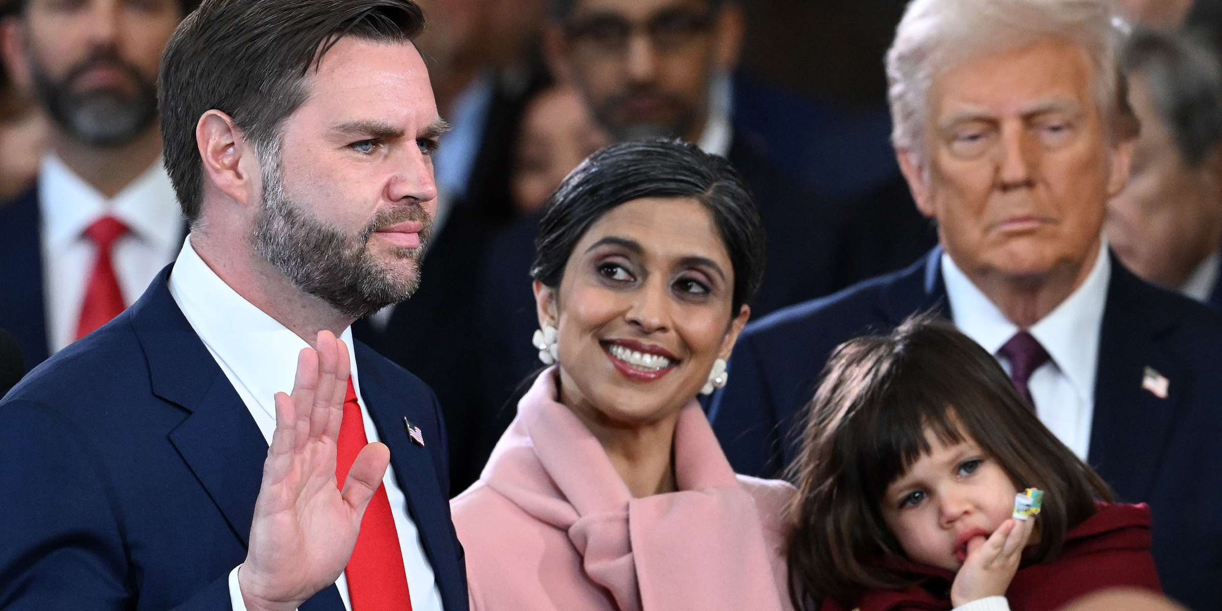 J. D. Vance, his wife Usha, their daughter, and President Donald Trump | Source: Getty Images