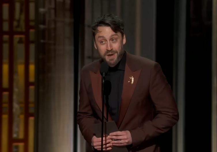 Kieran Culkin on stage at the Oscars accepting Sean Penn's award for Best Actor in a Supporting Role on March 15, 2026 | Source: YouTube/Oscars