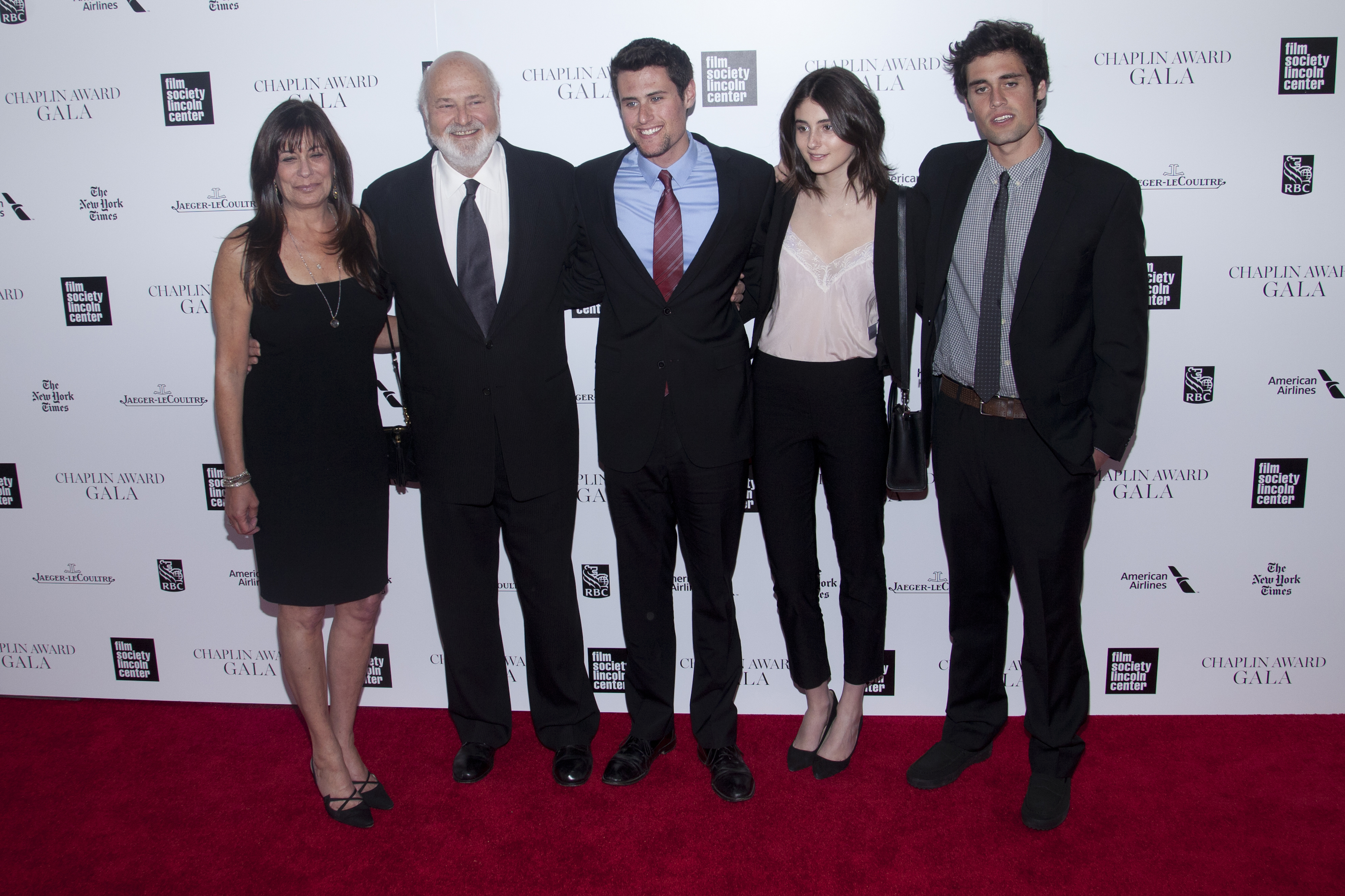 Michele Singer Reiner, Rob, Nicholas, Romy and Jake attend the 41st Annual Chaplin Award Gala at Avery Fisher Hall in New York City in 2014. | Source: Getty Images