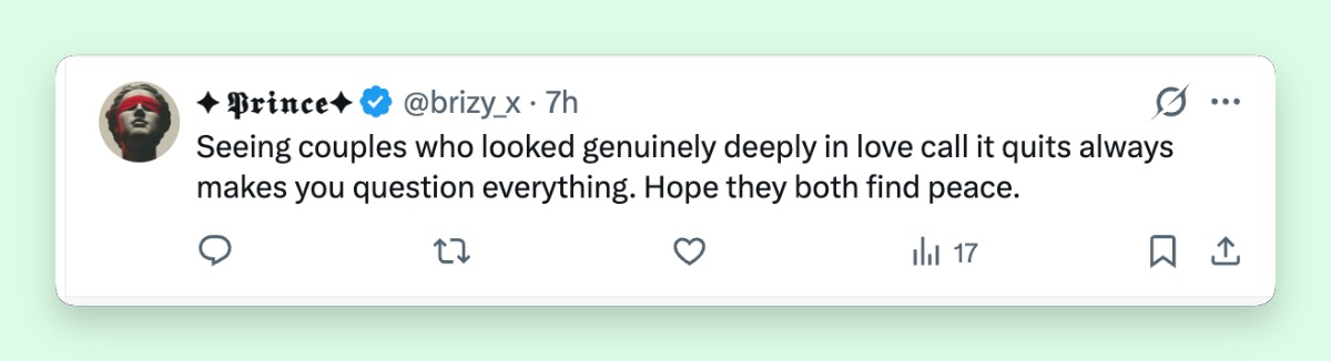 One fan reflected on Qualley and Antonoff's separation, saying that seeing seemingly happy couples split can make people "question everything." | Source: X/Pop Base