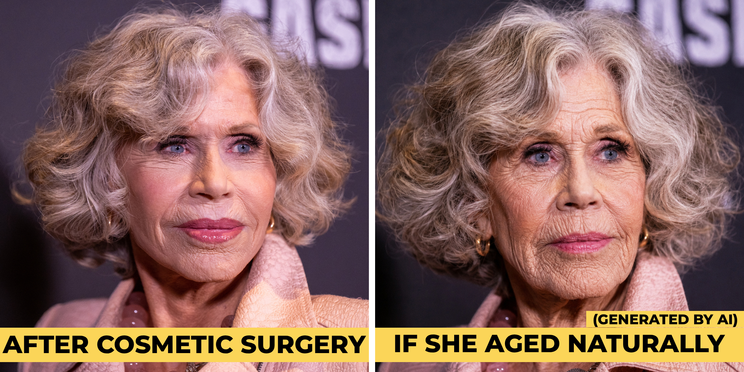 Jane Fonda (left) and an AI-generated image created for comparison in this gallery. | Source: Getty Images | ChatGPT