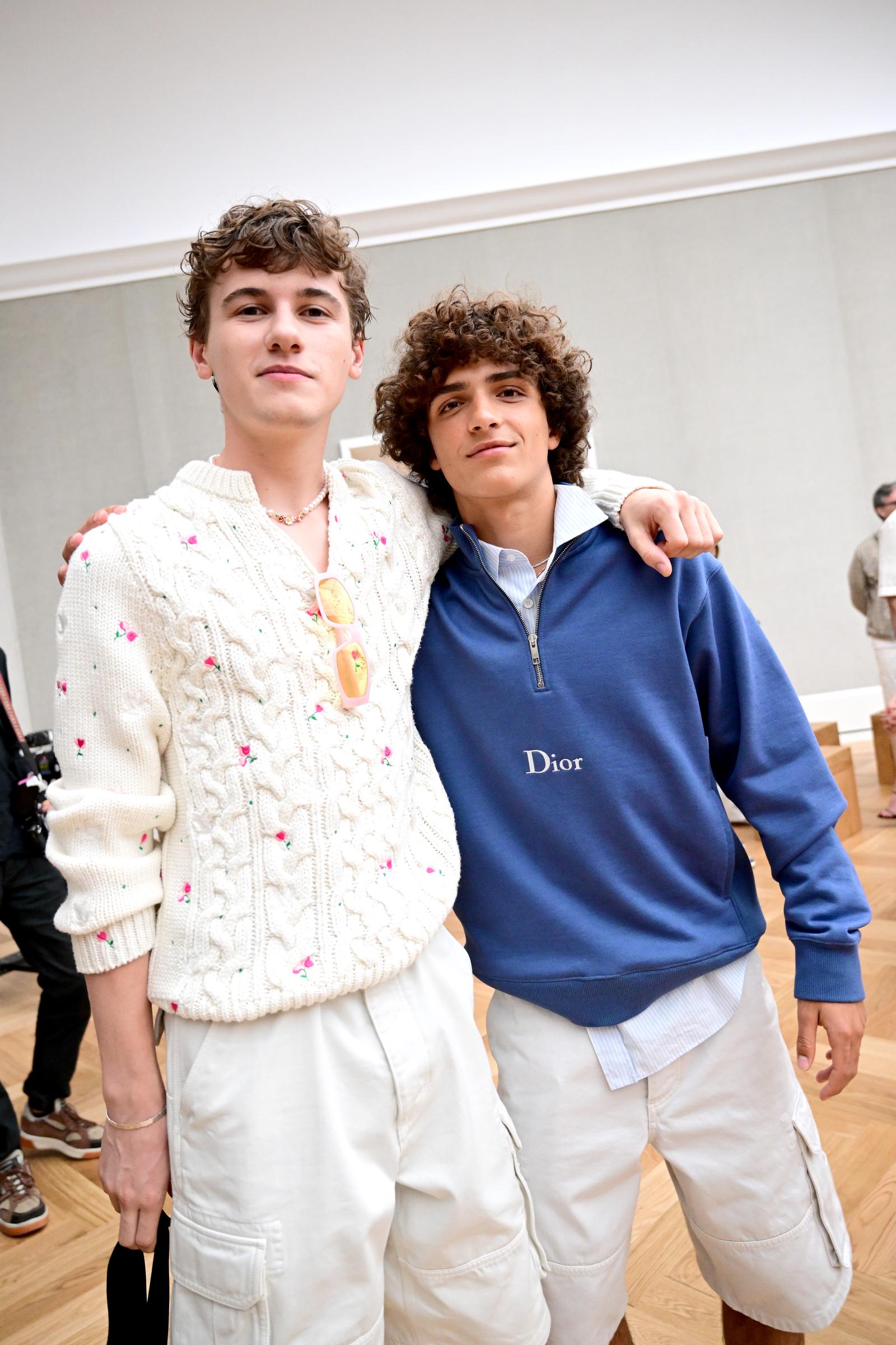 Sam Nivola and Levi McConaughey at the Dior Homme's Menswear Ready-to-wear Spring-Summer 2026 collection fashion show during Paris Fashion Week in Paris, on June 27, 2025. | Source: Getty Images