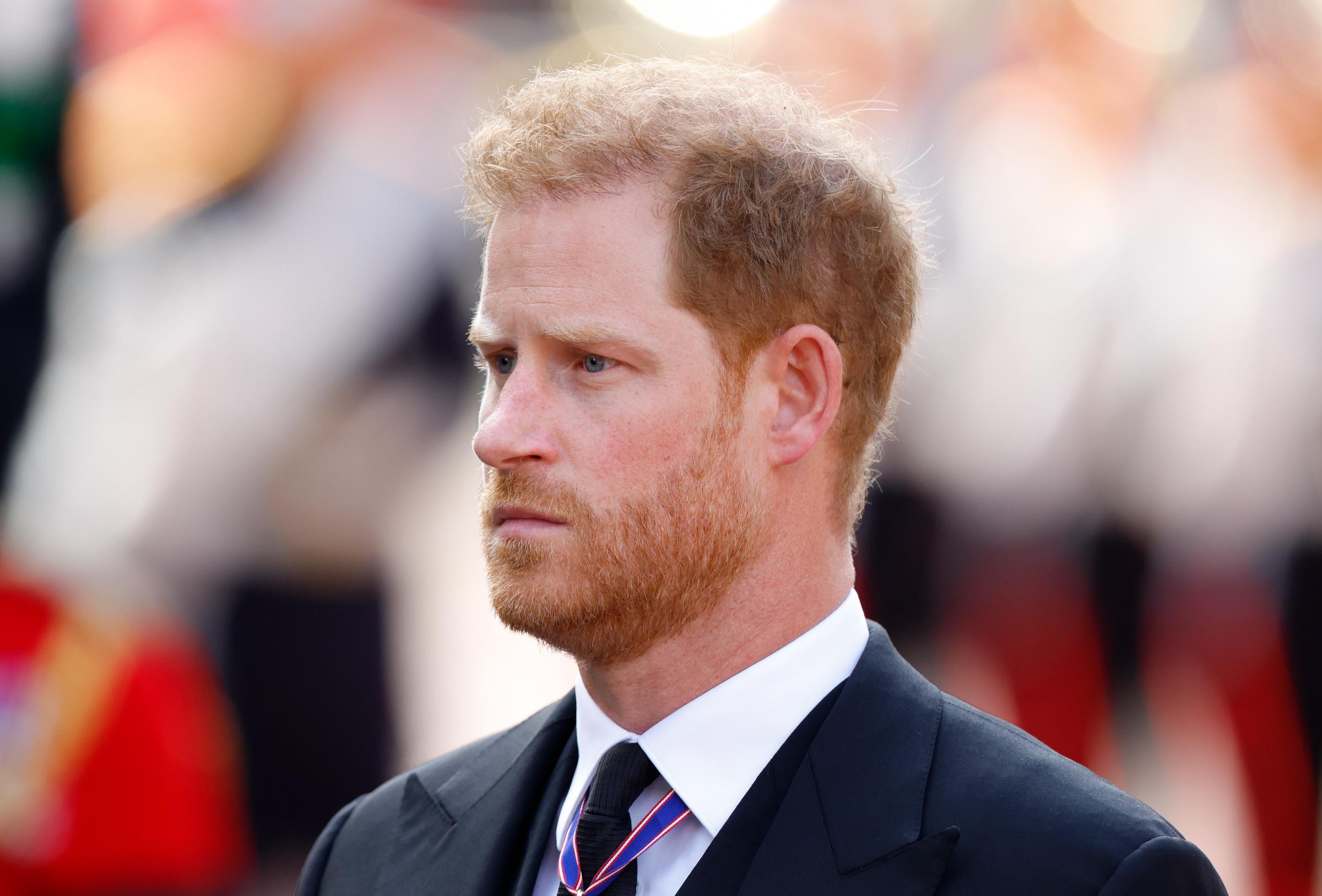 Prince Harry appeared somber during Queen Elizabeth II's funeral in September 2022. Years later, he opened up about the grief he had carried since losing his mother, Princess Diana, at just 12 years old. | Source: Getty Images