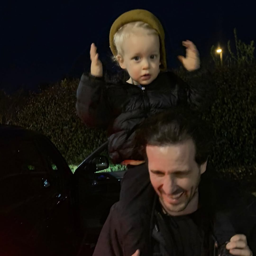 Jack Ransone sits across his father James Ransone's shoulders, from a post dated May 10, 2021. | Source: Instagram/skippermcphee