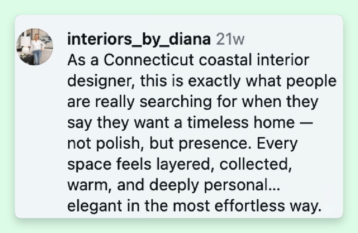 A Connecticut coastal interior designer praised the home's timeless charm, warm atmosphere, and personal touches, arguing that its lived-in character made it truly special. | Source: Instagram/@wsjrealestate