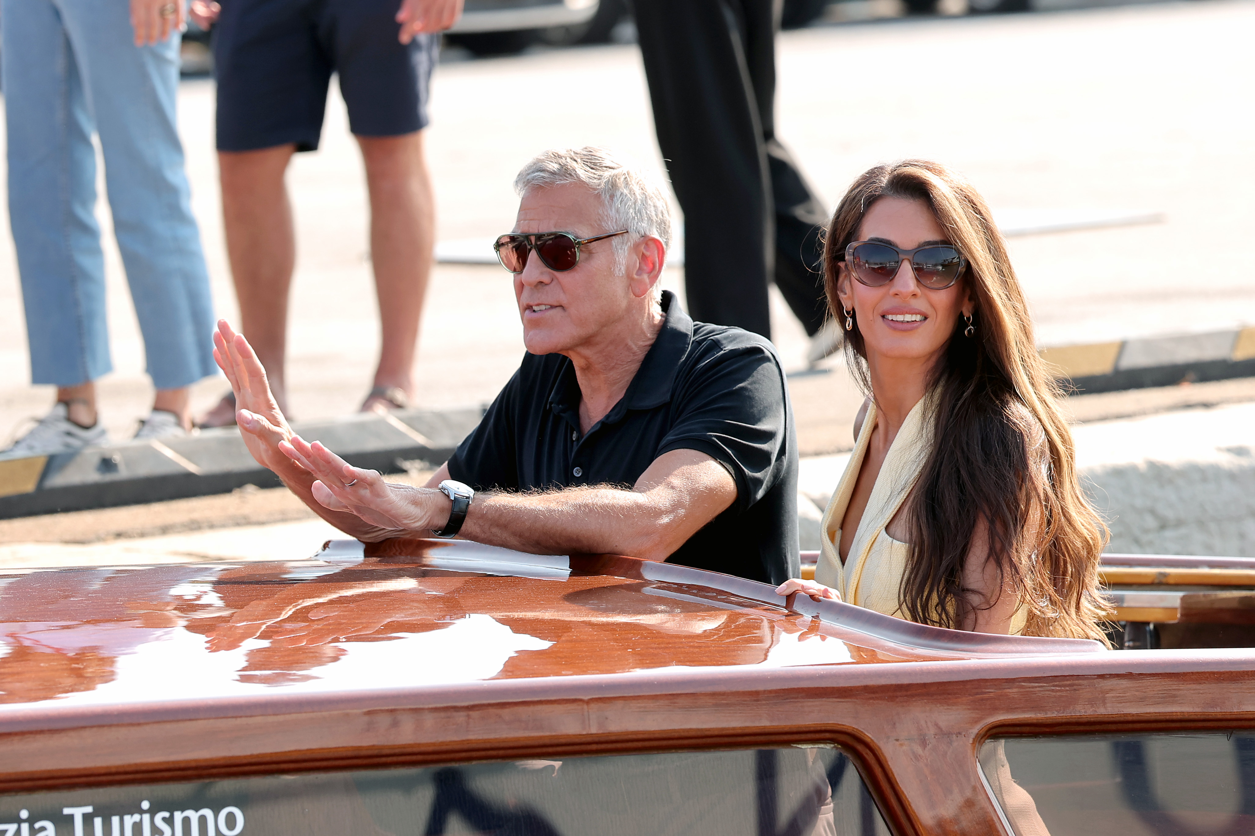 George and Amal Clooney arrive in Venice ahead of the 82nd Venice International Film Festival on August 26, 2025 | Source: Getty Images