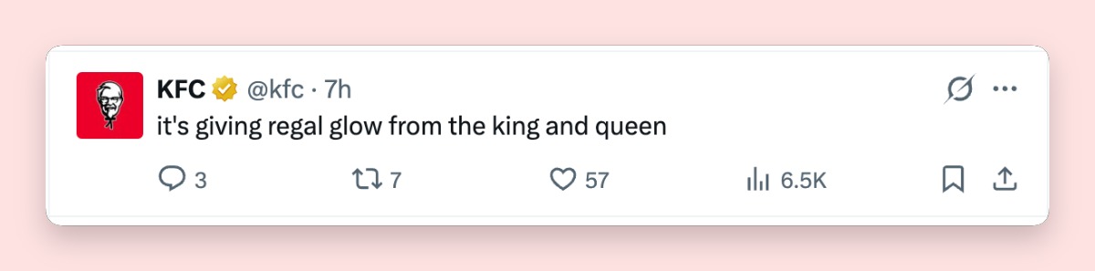 KFC's account comment about the look of two celebrities at the Met Gala on May 4, 2026 | Source: X/KFC
