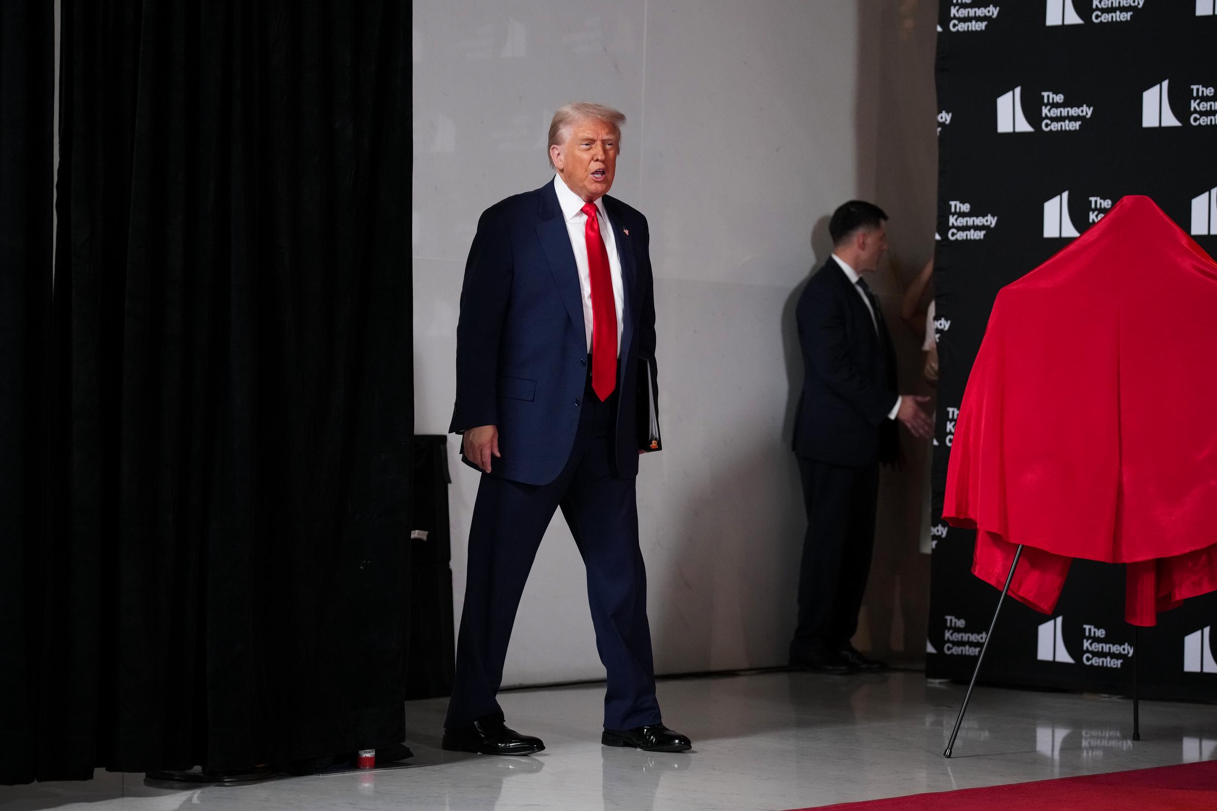 Donald Trump arrives to speak during an event at the Kennedy Center on August 13, 2025 in Washington, DC | Source: Getty Images