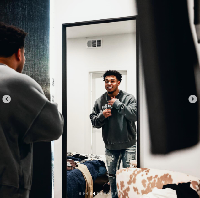 Rondale Moore looking in the mirror, from a post dated February 18, 2026 | Source: Instagram/rondale_moore