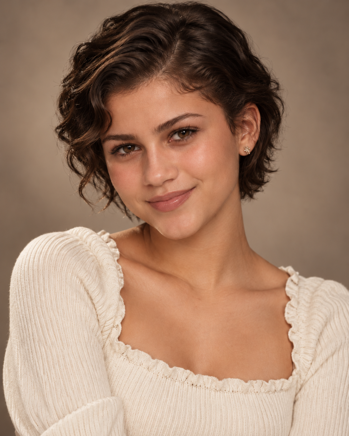 AI also produced this interpretation of a hypothetical daughter with shorter curls and a more mature look. The image is purely speculative and should not be taken as a prediction of what the couple's real child would look like. | Source: ChatGPT