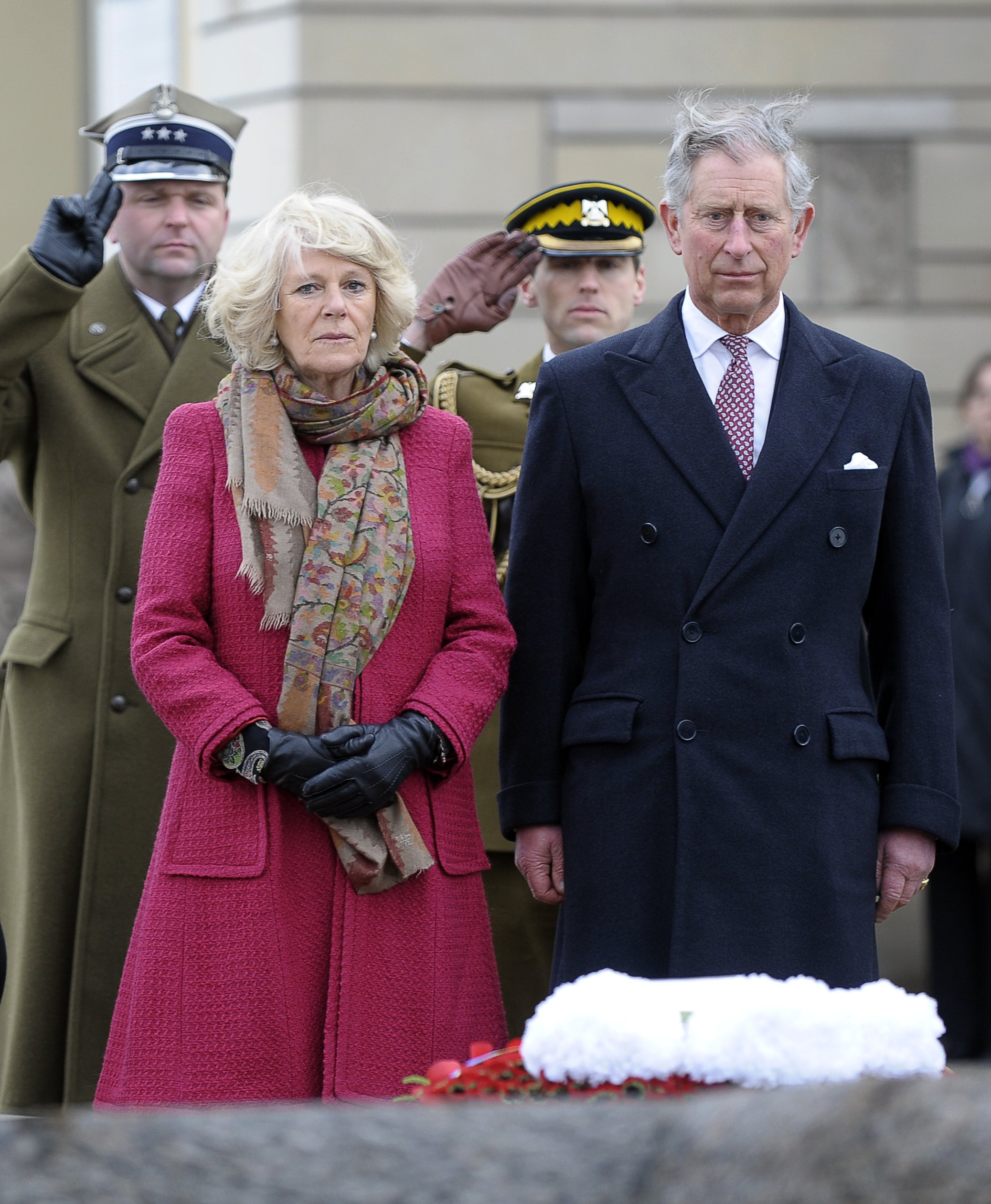 King Charles and Queen Camilla stand together during a royal engagement, years before an alleged dispute over Catherine’s name. According to royal biographer Christopher Andersen, the couple reportedly worried that a third royal cypher beginning with “C” would be “overkill” and asked whether she would consider changing "Catherine" to "Katherine." | Source: Getty Images