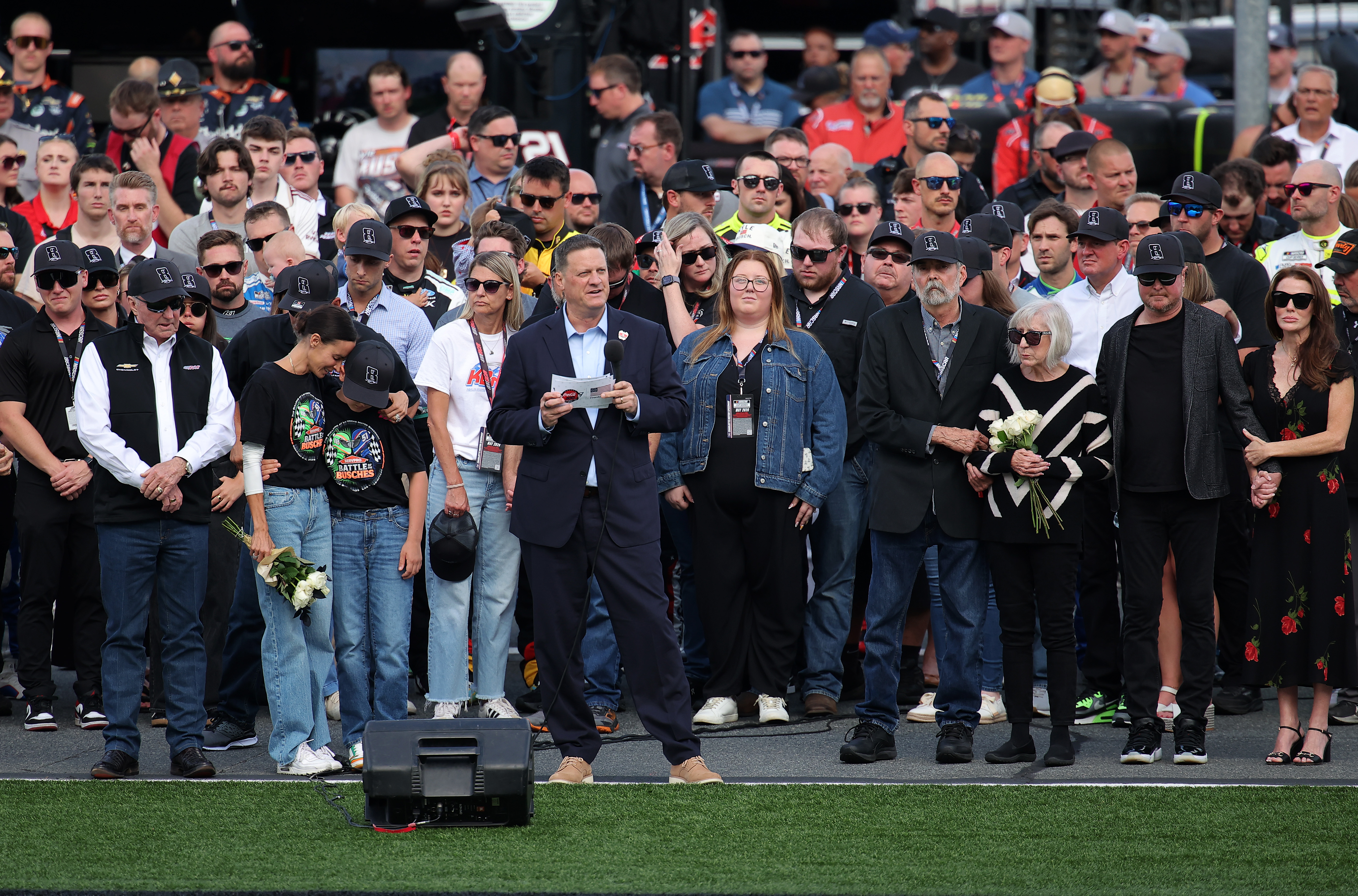 The Busch family and NASCAR community gather during a tribute for Kyle Busch before the Coca-Cola 600 in Concord, North Carolina, on May 24, 2026 | Source: Getty Images