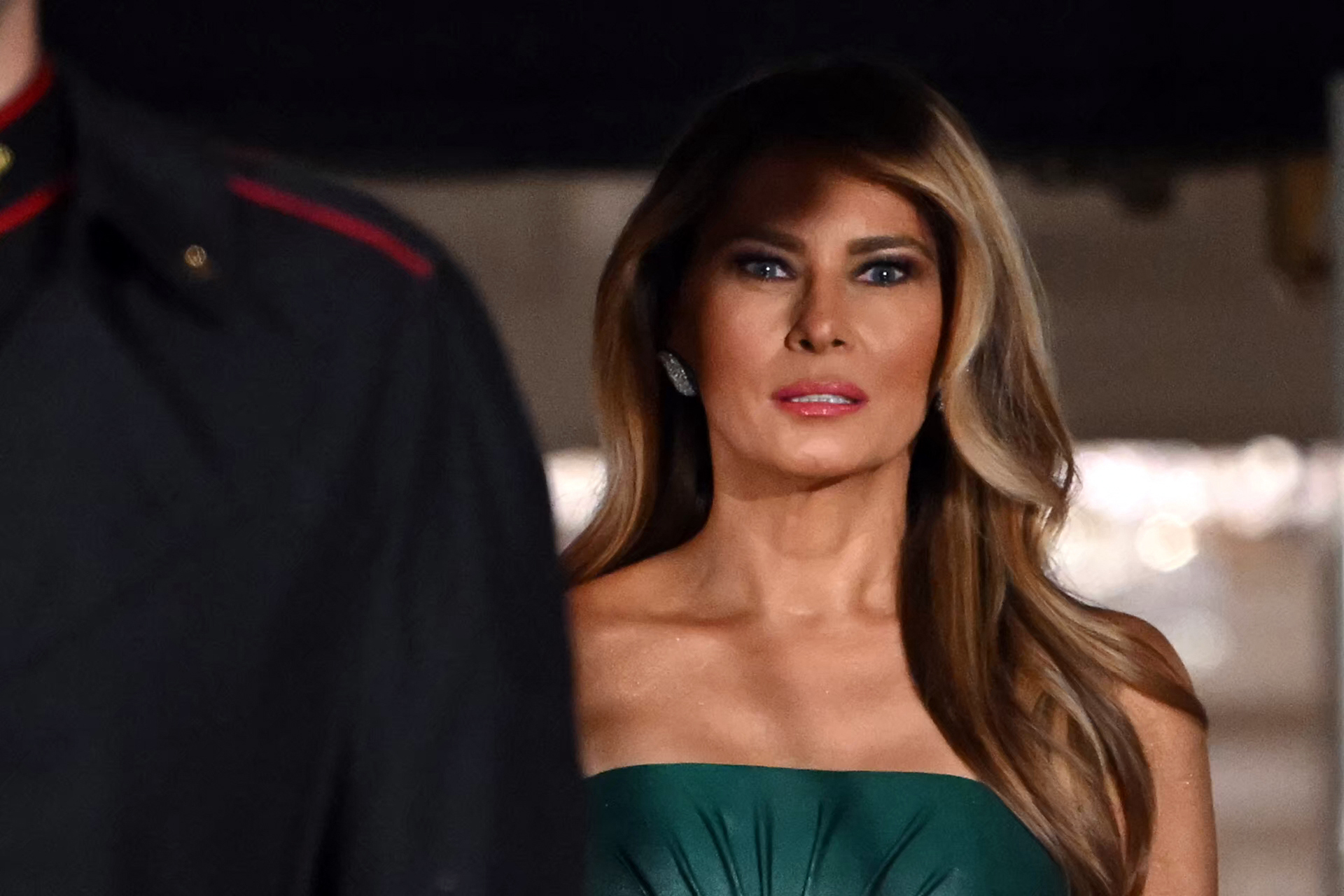 US First Lady Melania Trump, accompanied by President Donald Trump, waits for the arrival of the Crown Prince and Prime Minister of the Kingdom of Saudi Arabia Mohammed bin Salman on November 18, 2025, in Washington, DC | Source: Getty Images