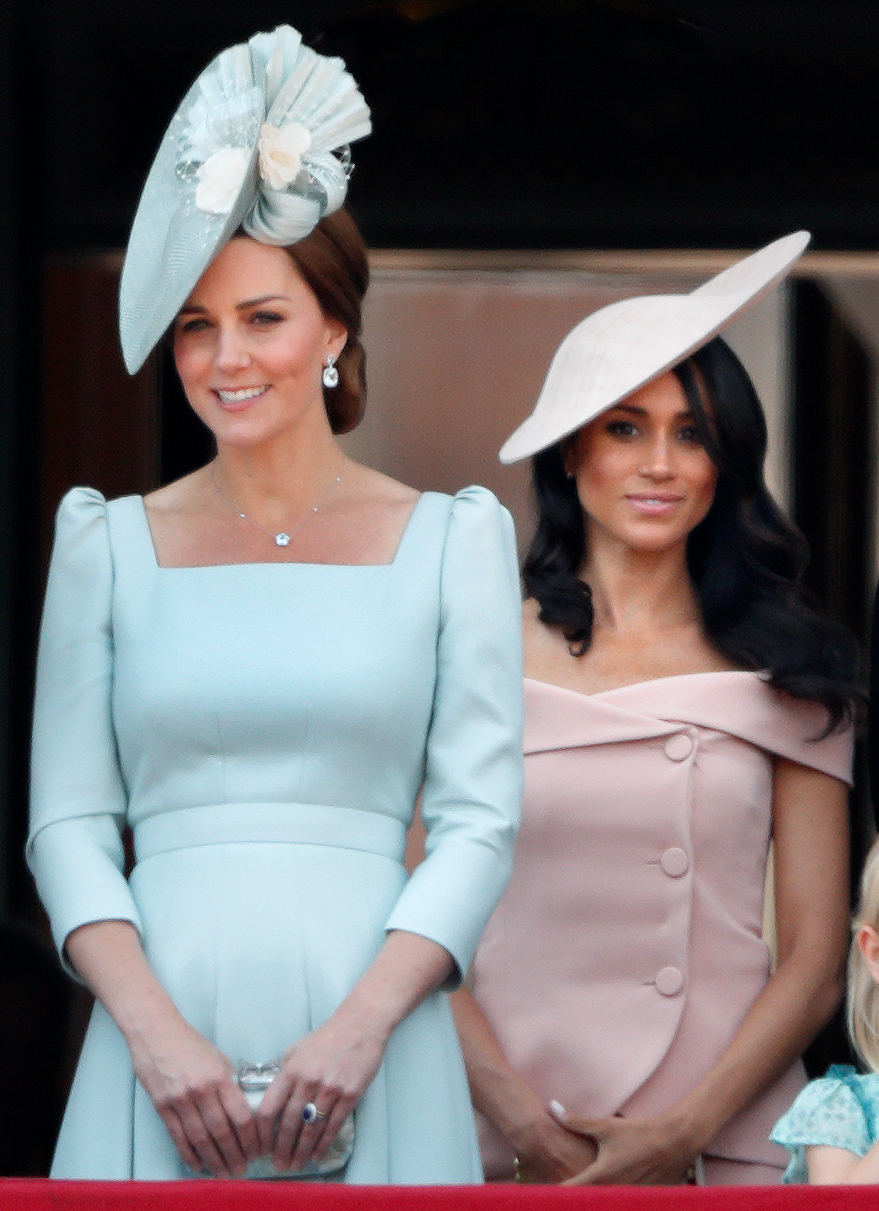 Rumored tensions between Catherine and Meghan Markle consistently made headlines throughout 2018. On this occasion, they stood on the balcony of Buckingham Palace for Trooping the Colour on June 9, 2018, in London, England. | Source: Getty Images