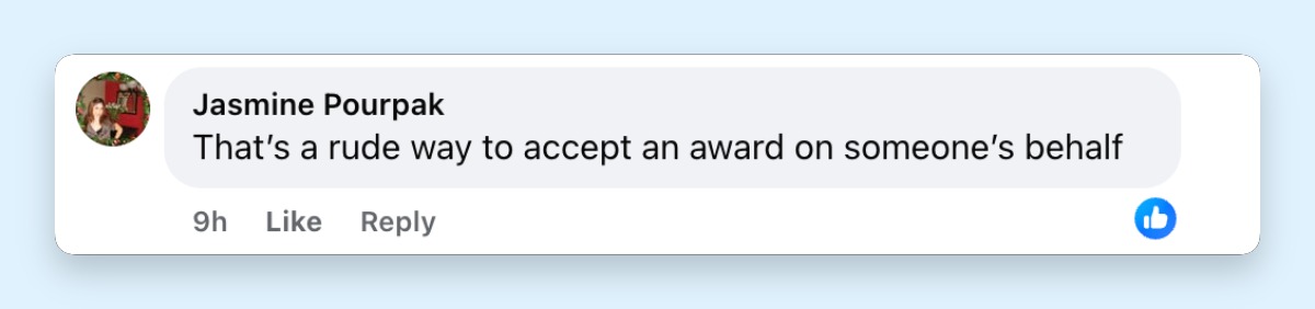 A netizen's comment about Kieran Culkin's joke regarding Sean Penn's Oscar win on March 15, 2026 | Source: Facebook/Entertainment Tonight